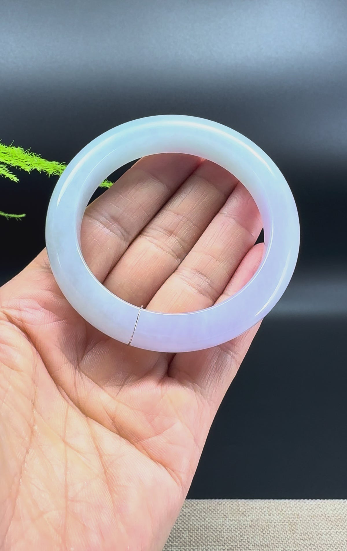 Genuine Burmese Icy Lavender & Green Jadeite Jade Bangle Bracelet ( 53.5mm )