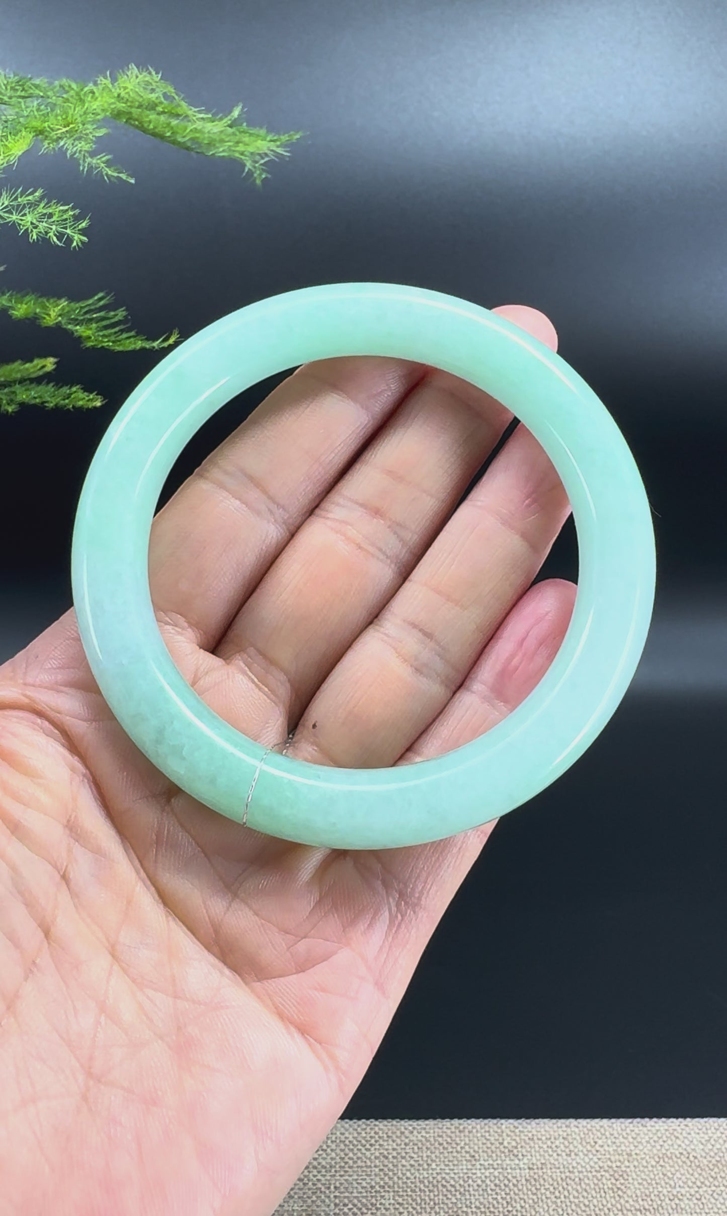 Genuine Burmese Green Jade Jadeite Bangle Bracelet (59.8mm)