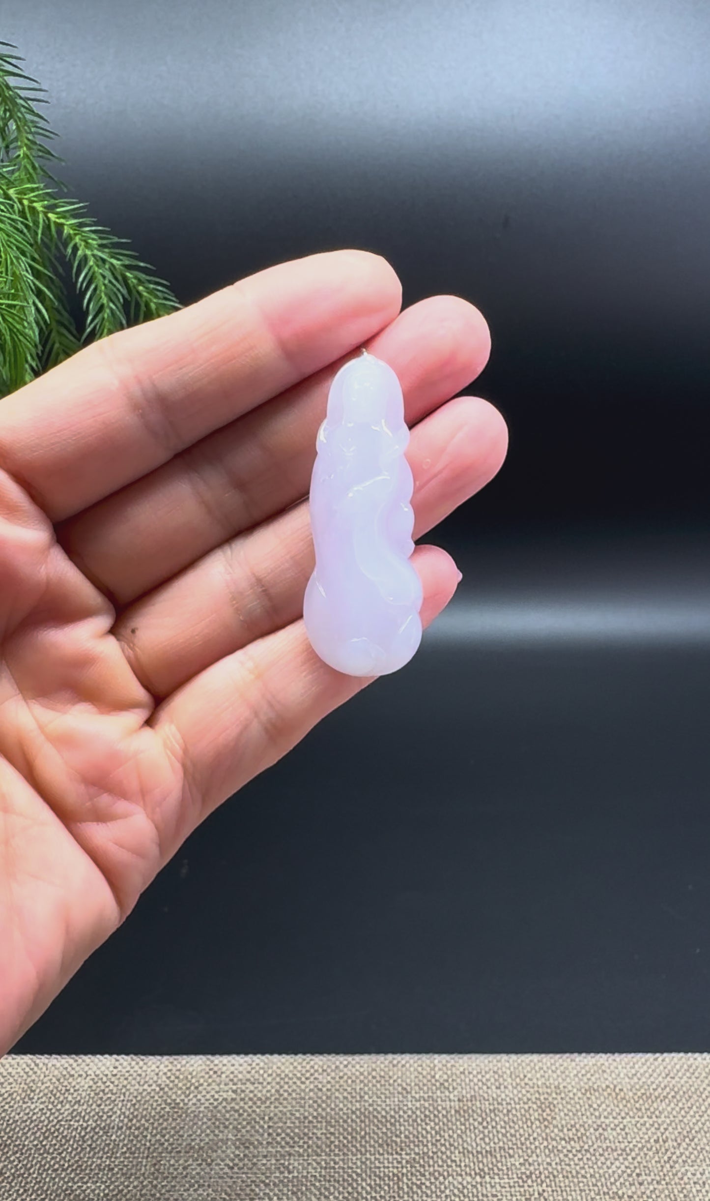 RealJade® Co. Genuine Light Lavender Jade Guanyin Pendant Necklace