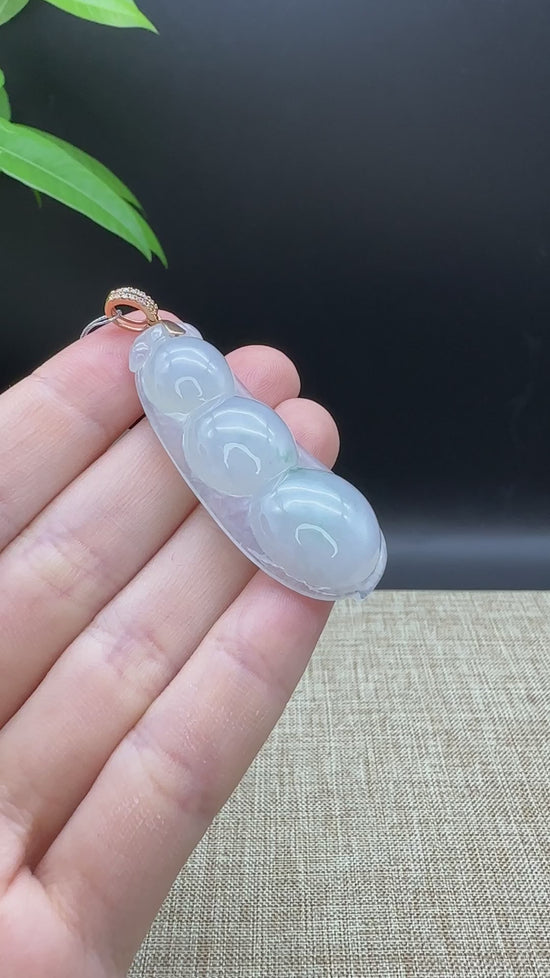 Load and play video in Gallery viewer, Genuine Burmese Ice Green Jadeite Pendant with 18k Rose Gold Bail
