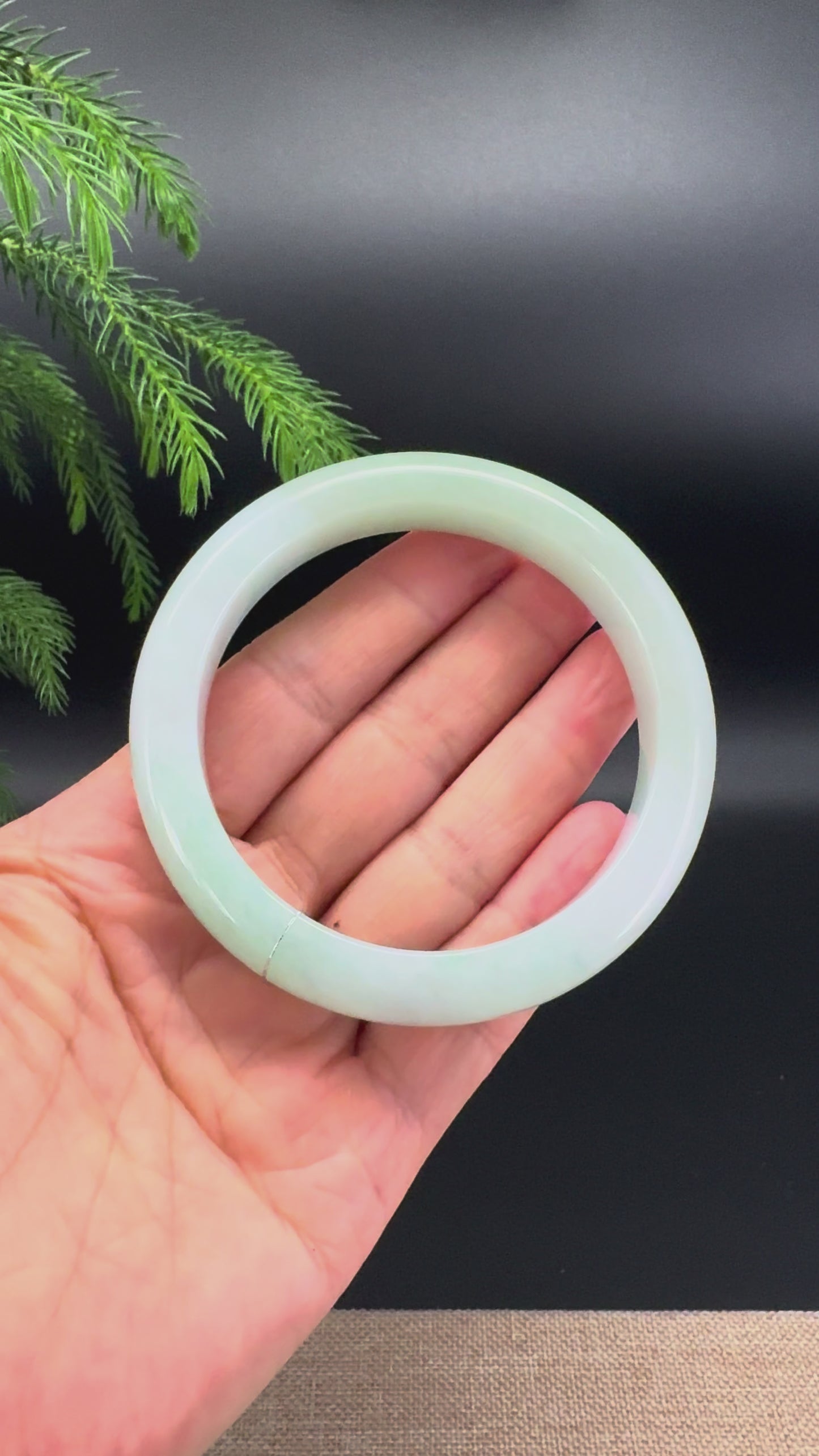 Genuine Burmese Light Green Jade Jadeite Bangle Bracelet ( 60.5mm )