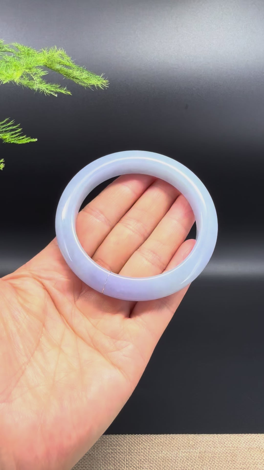 Genuine Burmese Lavender Green Jadeite Jade Bangle Bracelet (57.4mm)