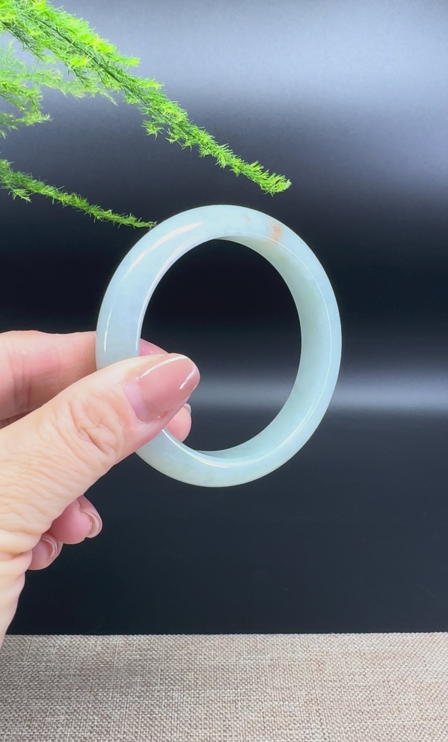 Genuine Burmese Icy Green Jade Jadeite Bangle Bracelet ( 57.2mm )