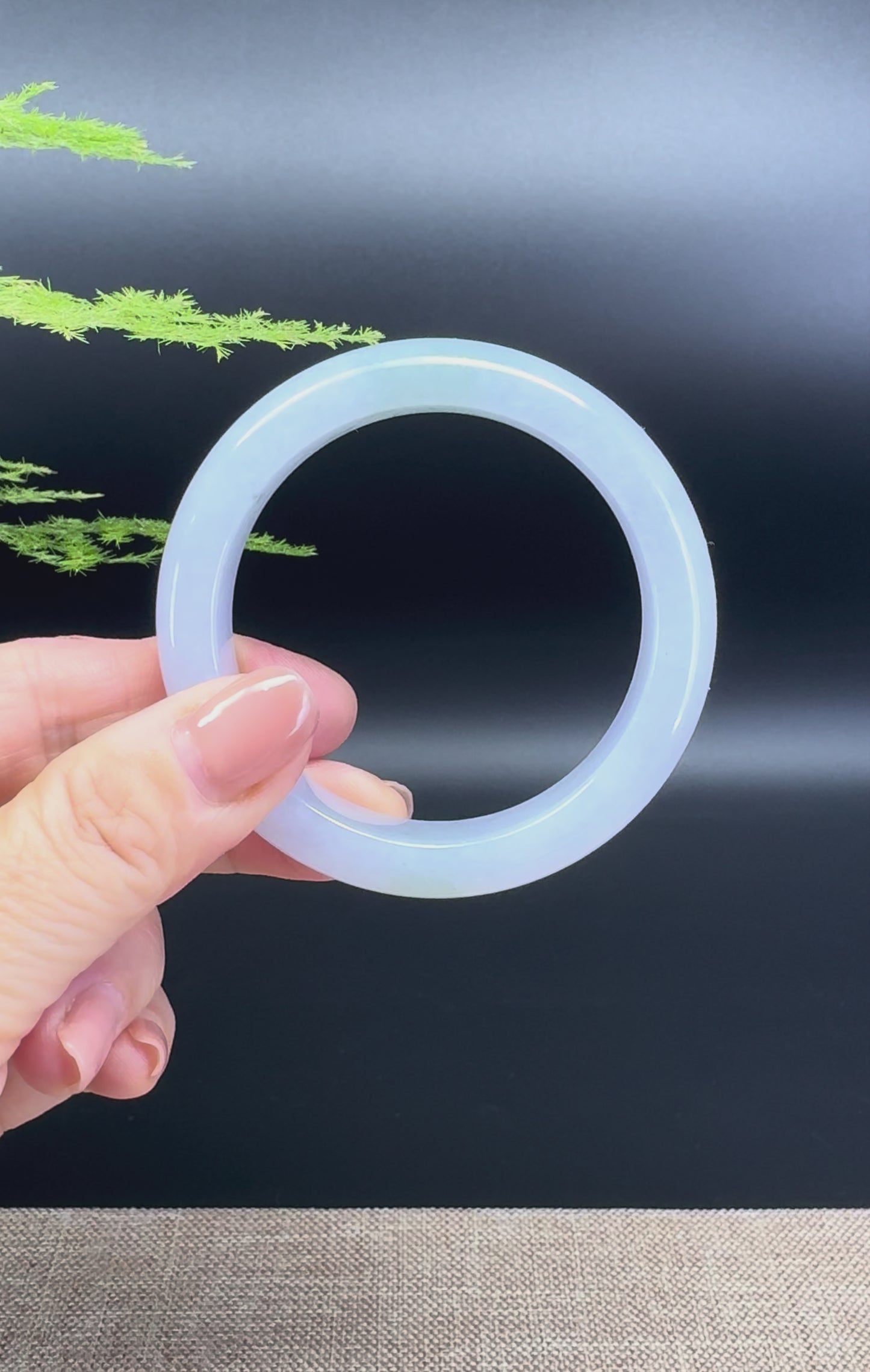 Load and play video in Gallery viewer, Genuine Burmese Icy Green Jadeite Jade Bangle Bracelet ( 52.5mm )
