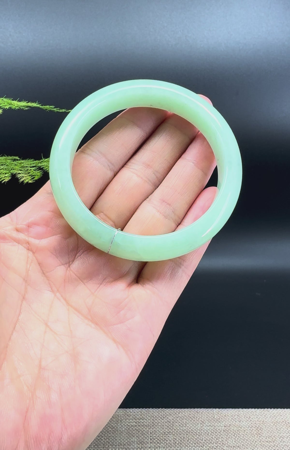 Genuine Burmese Green Jade Jadeite Bangle Bracelet (56.4mm )