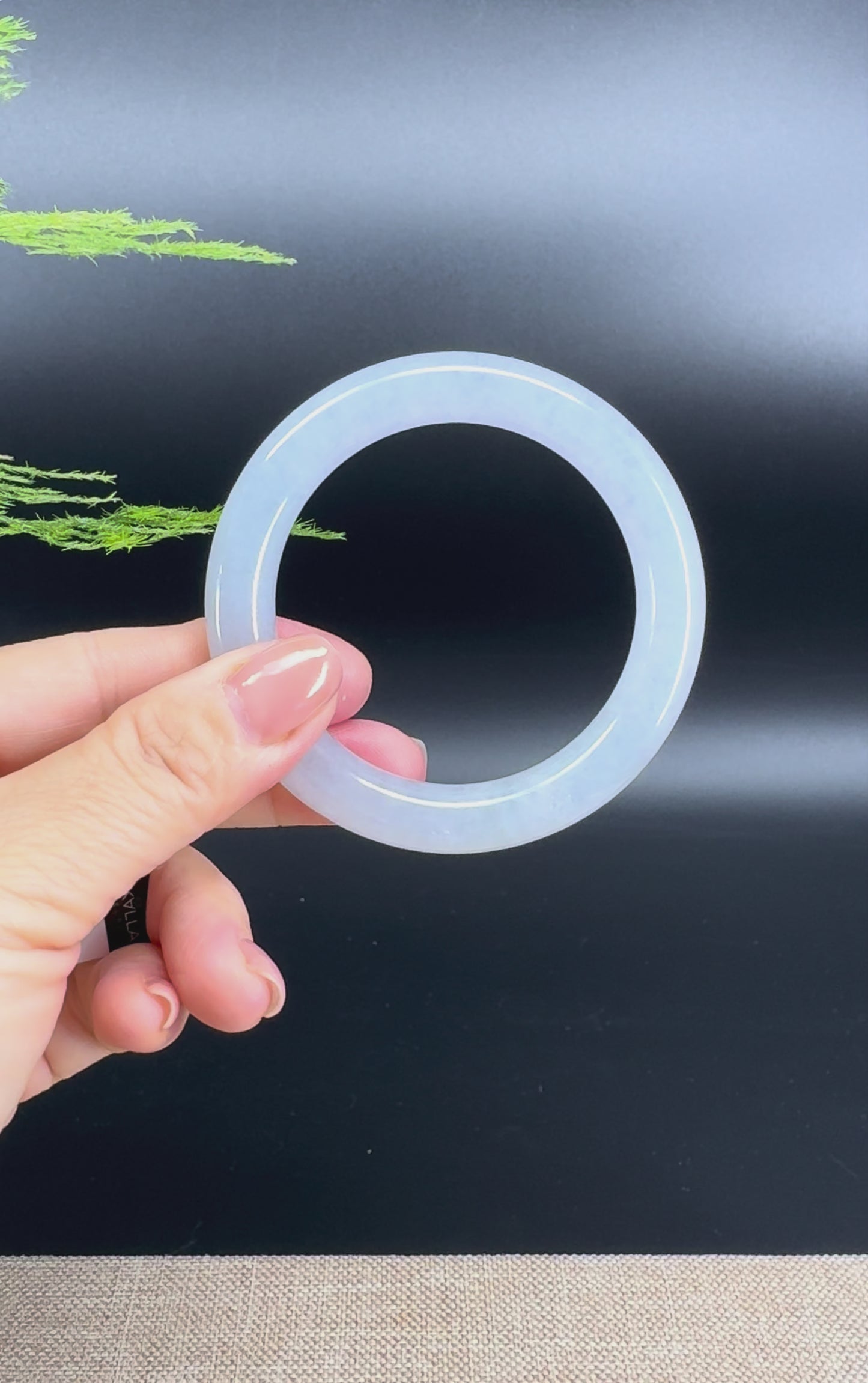 Load and play video in Gallery viewer, Genuine Burmese Icy Lavender Green Jade Jadeite Bangle Bracelet (53.6mm)
