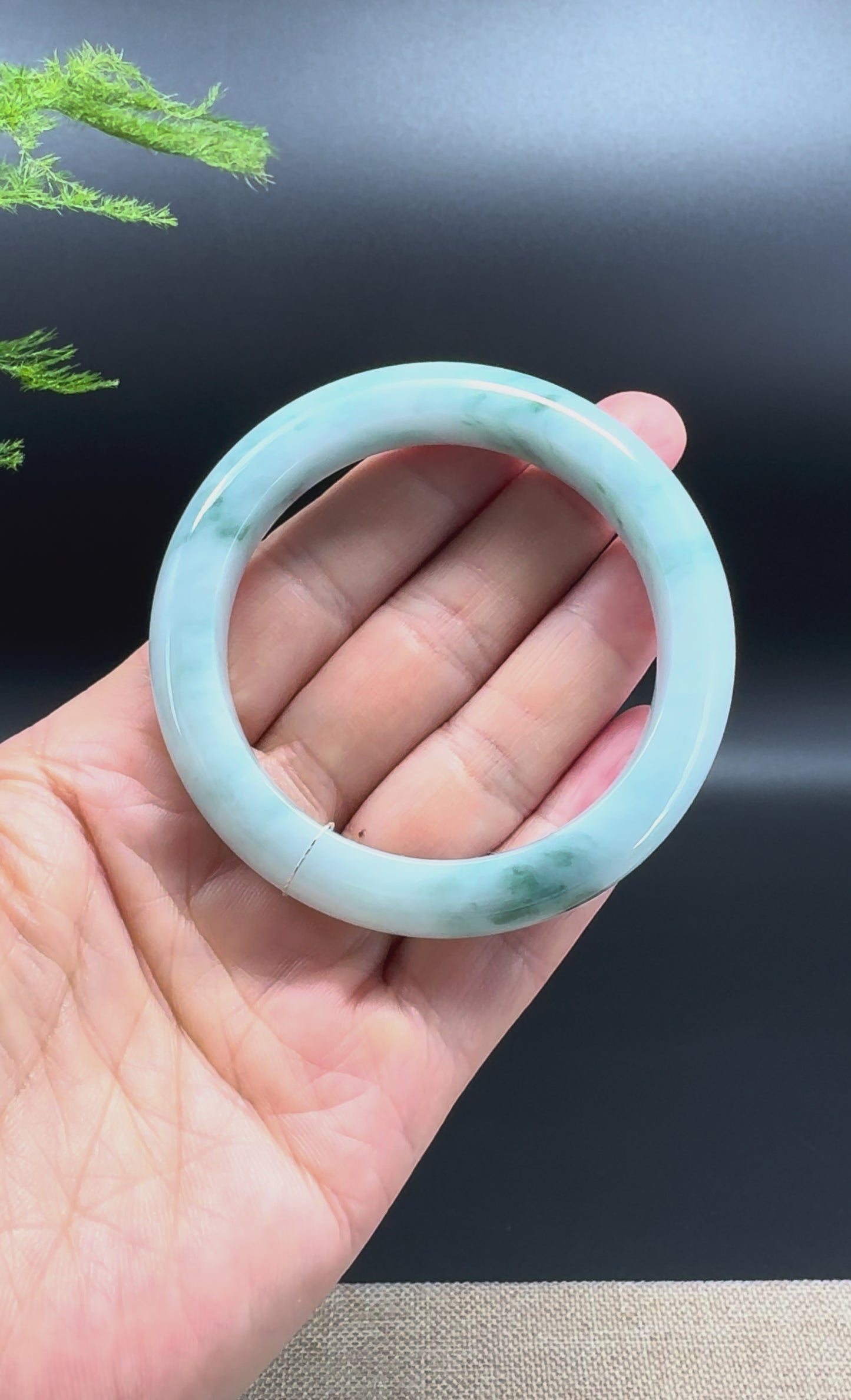 Genuine Burmese Blue Green Jade Jadeite Bangle Bracelet ( 54mm )