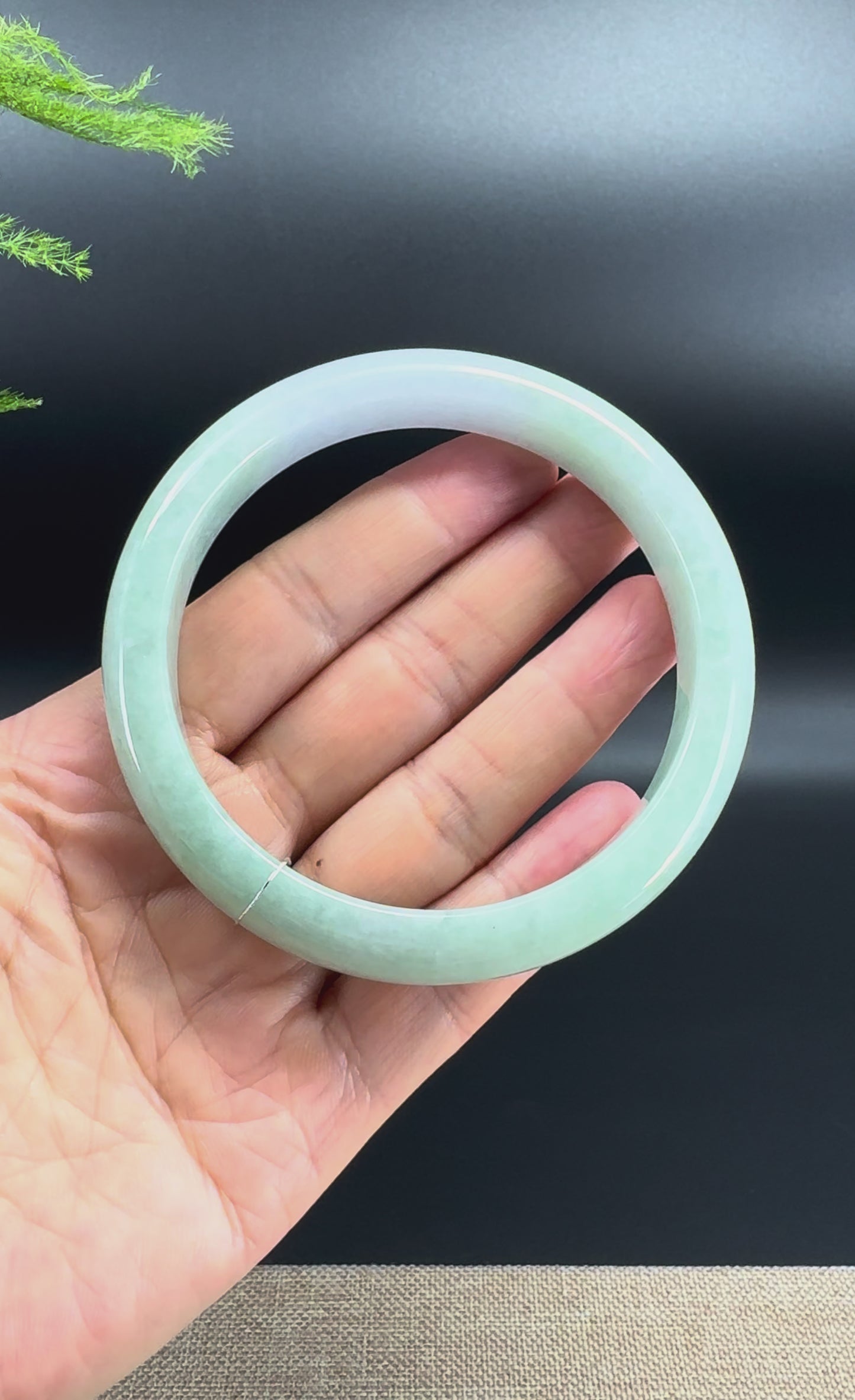 Load and play video in Gallery viewer, Genuine Burmese Lavender Green Jadeite Jade Bangle Bracelet (65.9mm)
