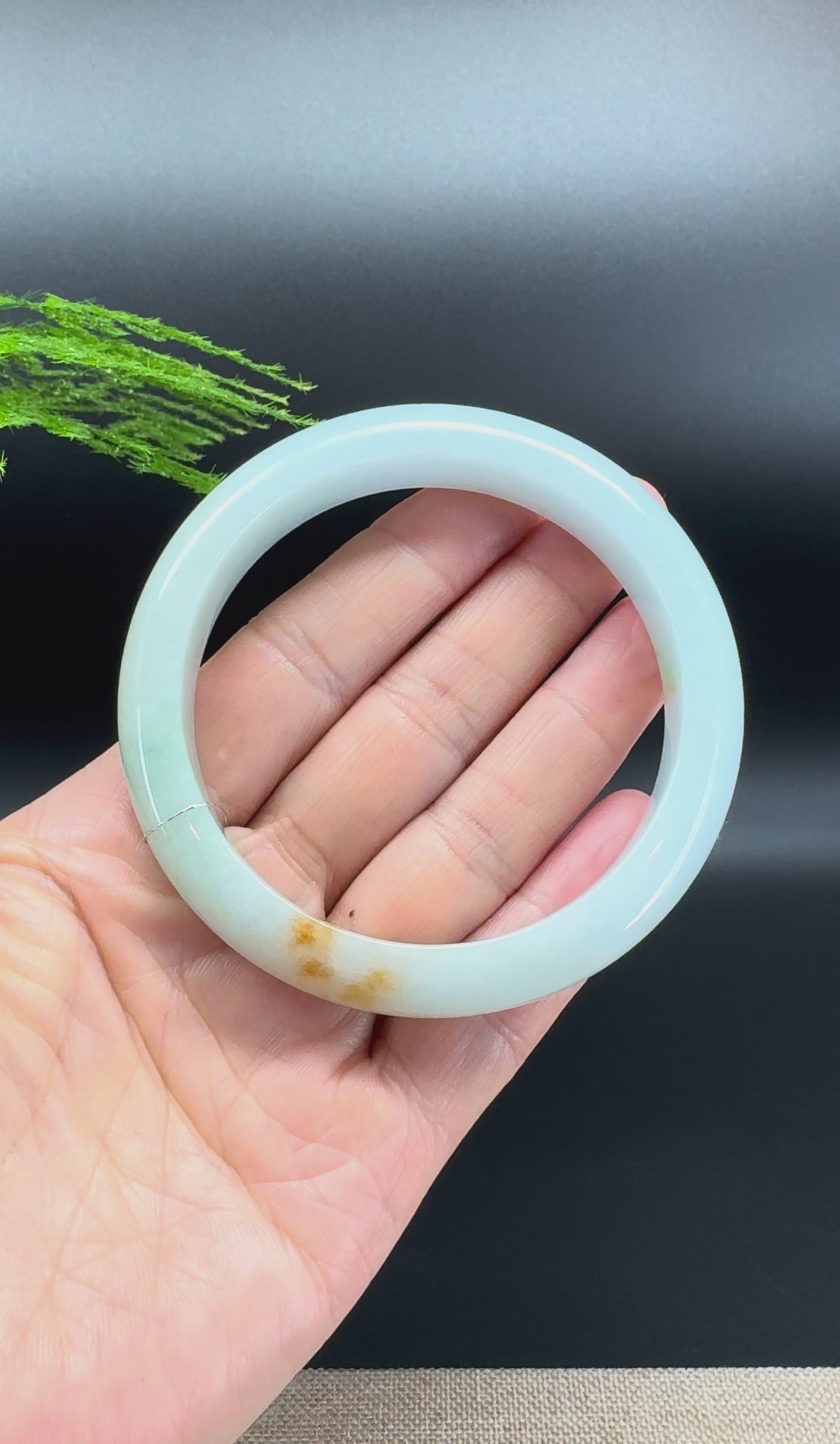 Genuine Burmese Light Green Jadeite Bangle Bracelet (61.6mm)