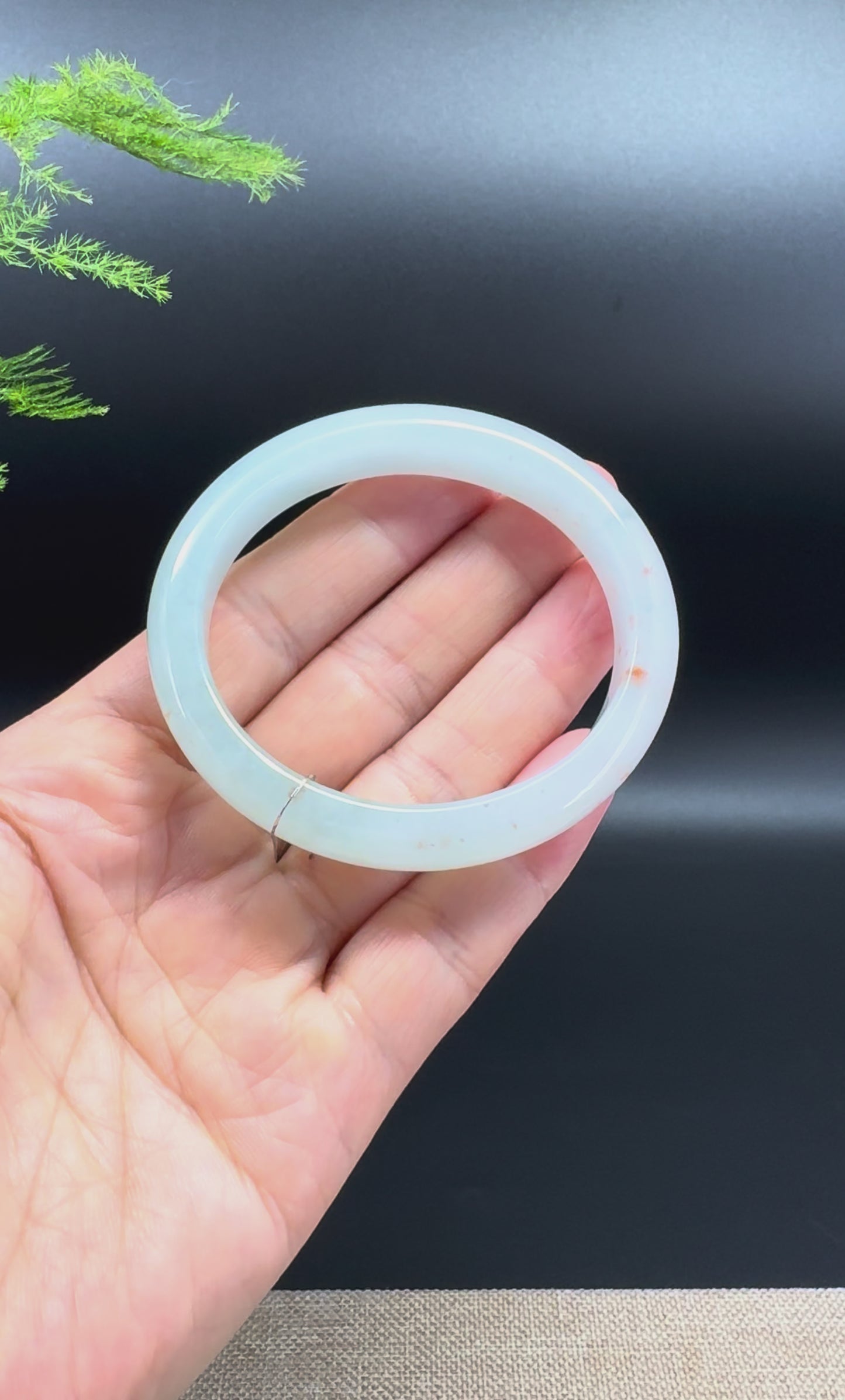 Genuine Burmese Icy Green Jadeite Jade Bangle Bracelet ( 53.8*48mm )