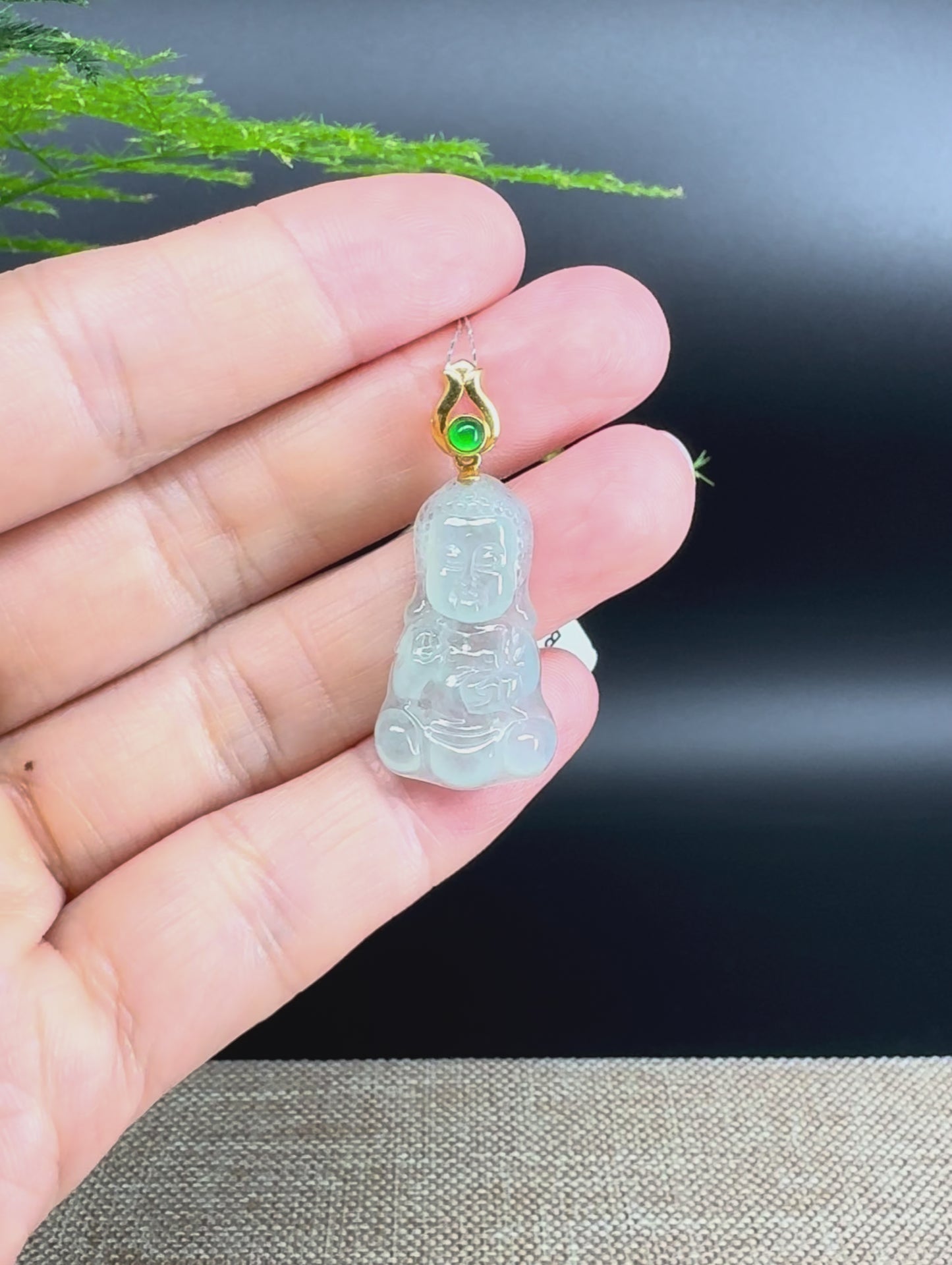 Load and play video in Gallery viewer, Burmese Icy Jadeite Jade Happy Baby Buddha Pendant
