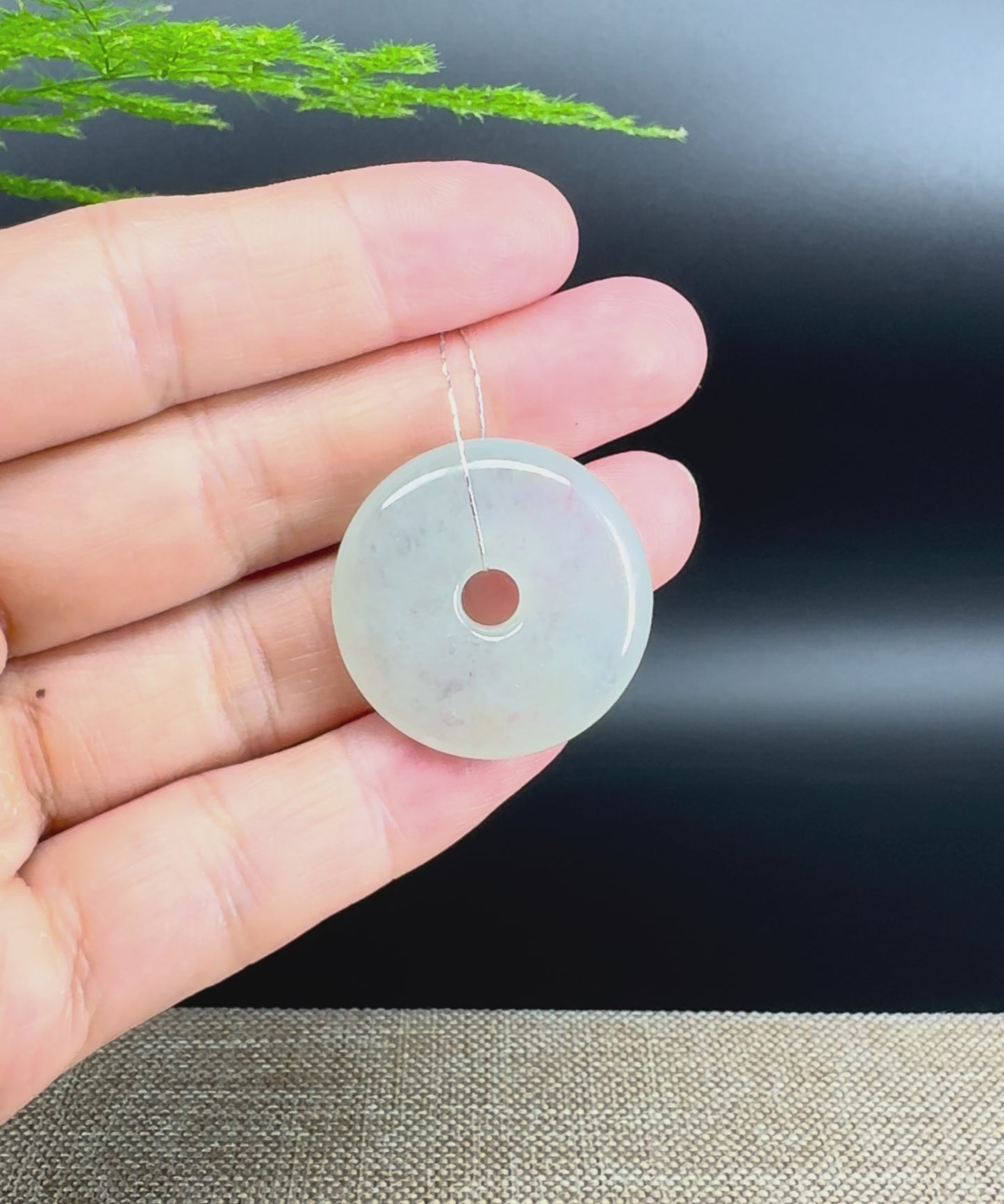 Load and play video in Gallery viewer, &amp;quot;Good Luck Button&amp;quot;Icy Green Jadeite Jade Lucky KouKou Pendant
