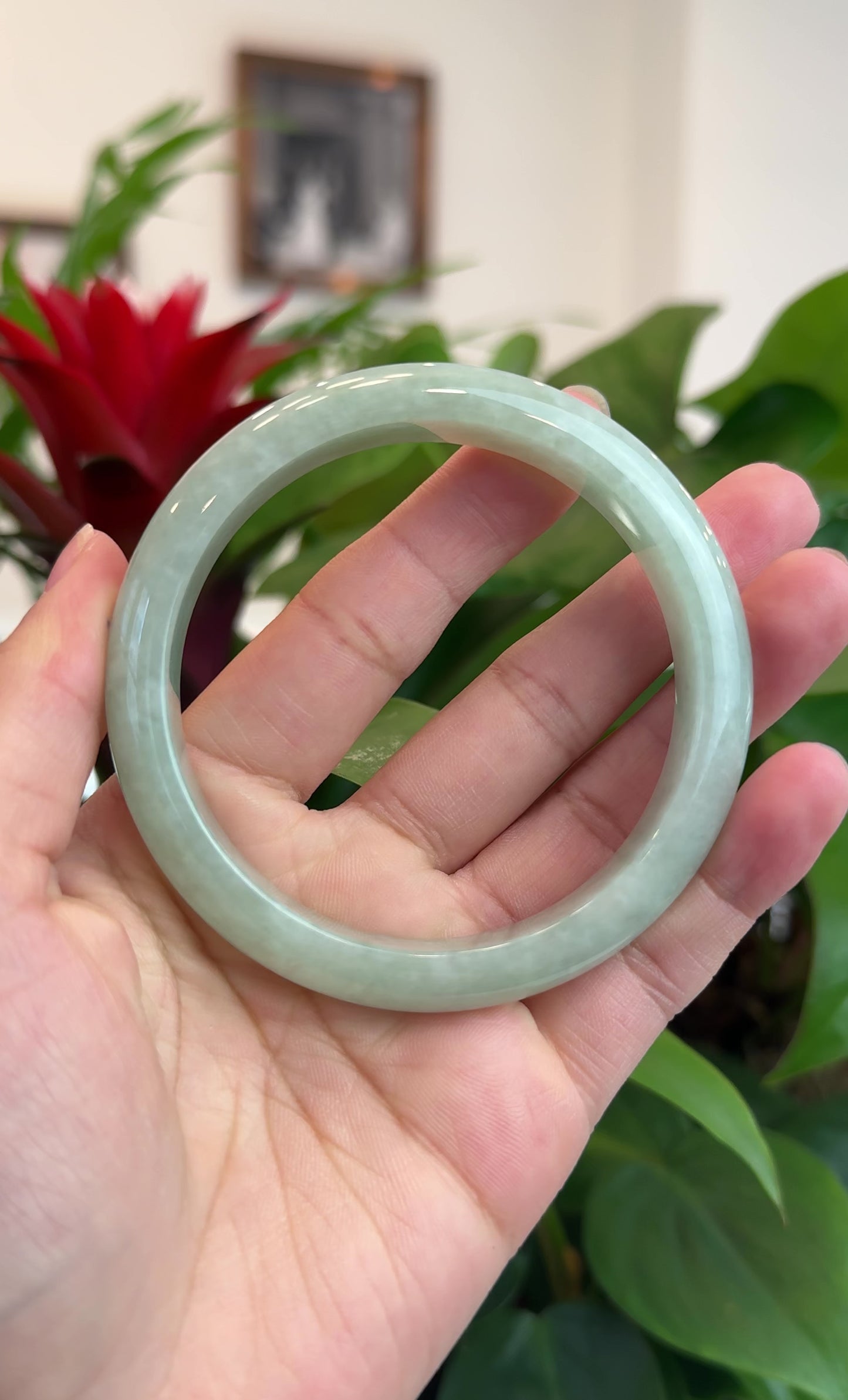 Load and play video in Gallery viewer, RealJade® Co. &amp;quot;Classic Bangle&amp;quot; Genuine Burmese Green Jadeite Jade Bangle Bracelet (62.55mm) #T224
