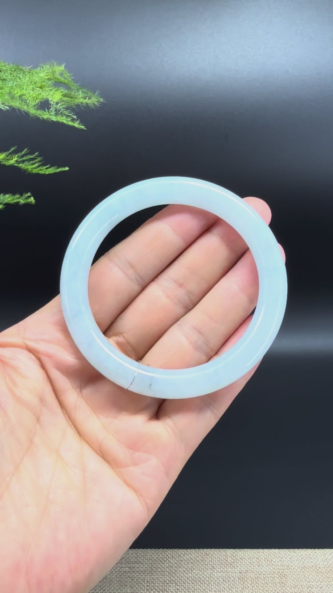 Genuine Burmese Icy Green Jade Jadeite Bangle Bracelet ( 55.3mm )