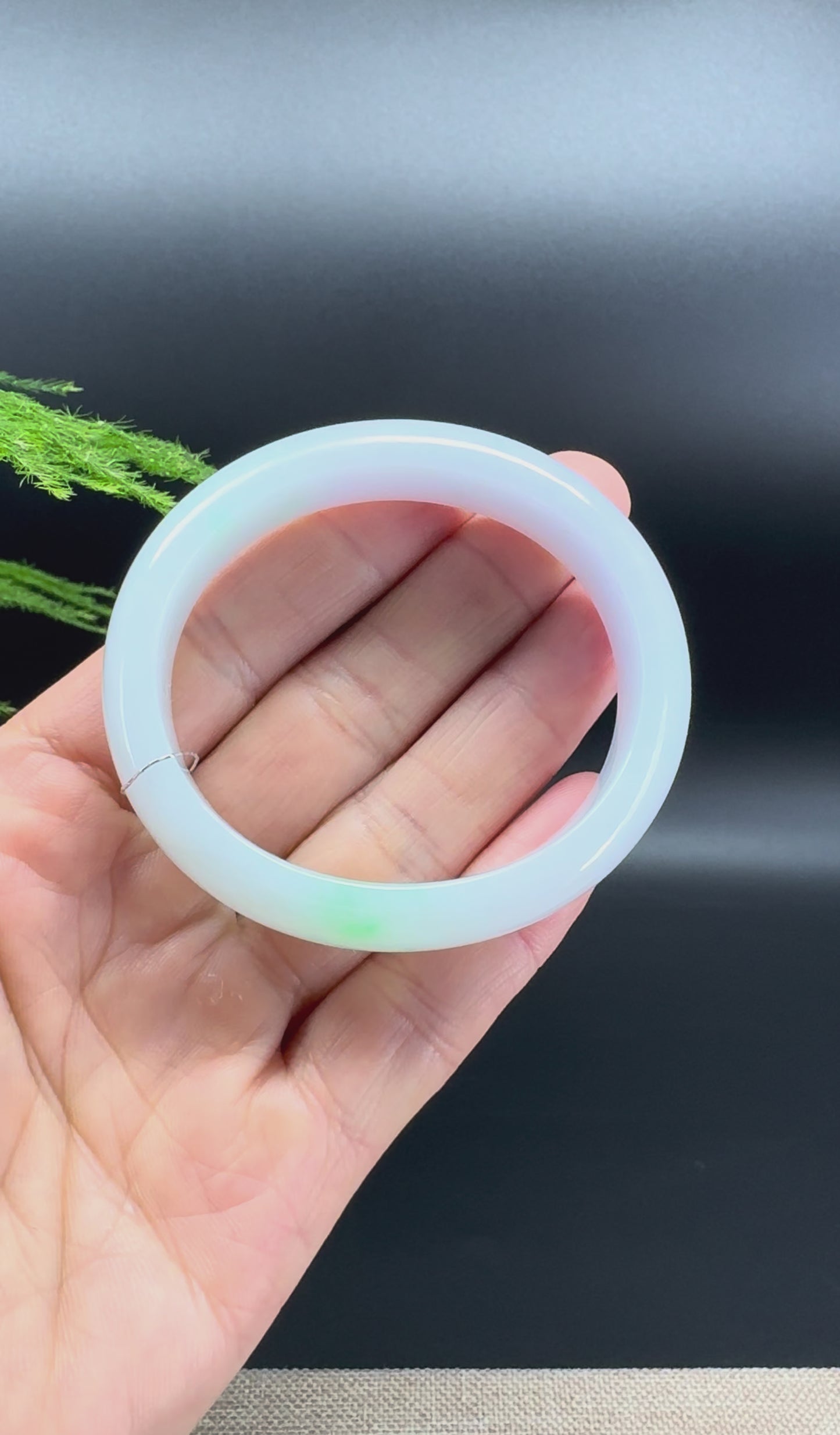 Genuine Burmese Lavender Green Jade Jadeite Bangle Bracelet ( 51.7*45.9mm )