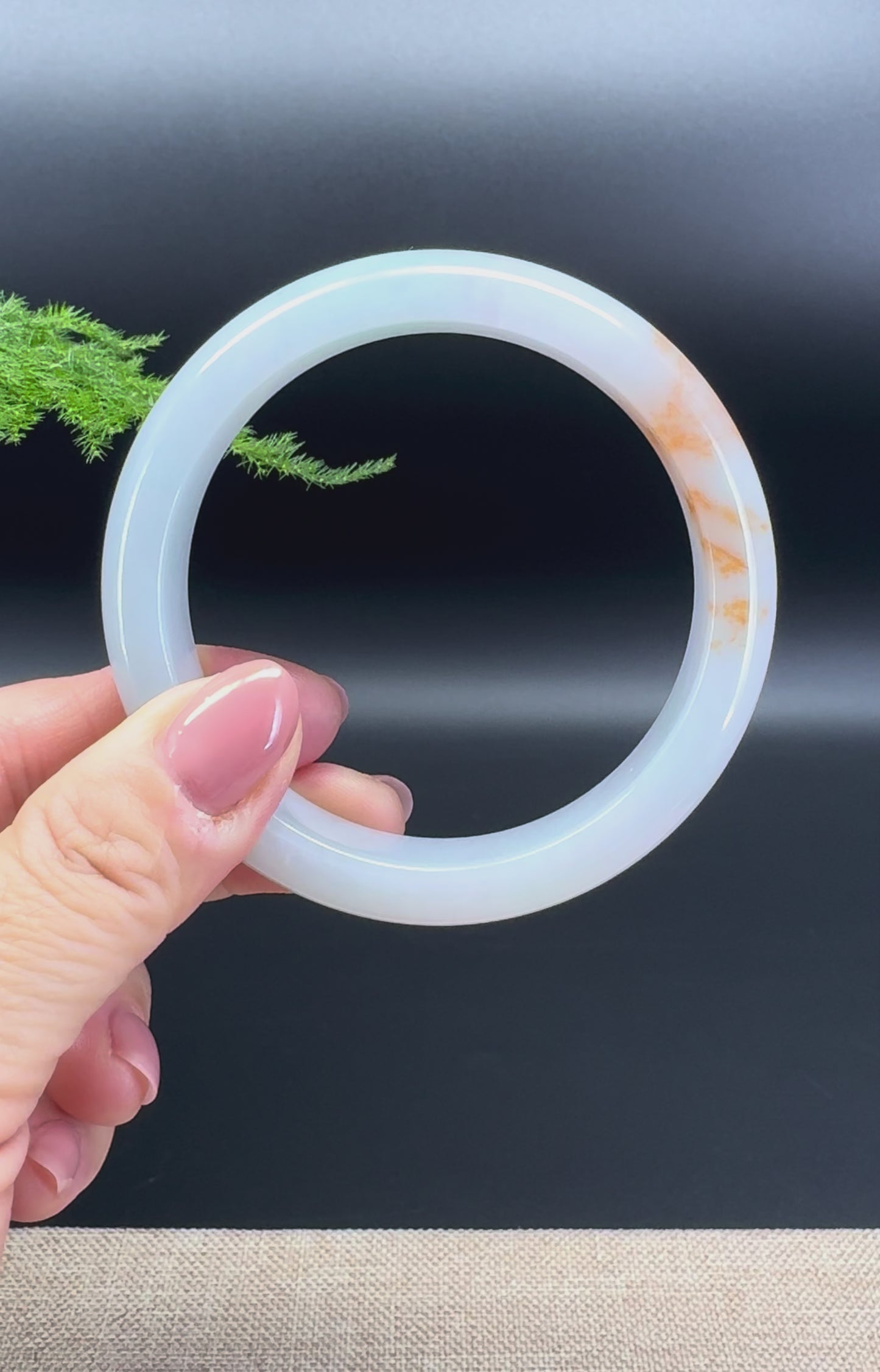 Genuine Burmese Yellow  lavender Jade Jadeite Bangle Bracelet ( 60.4mm )