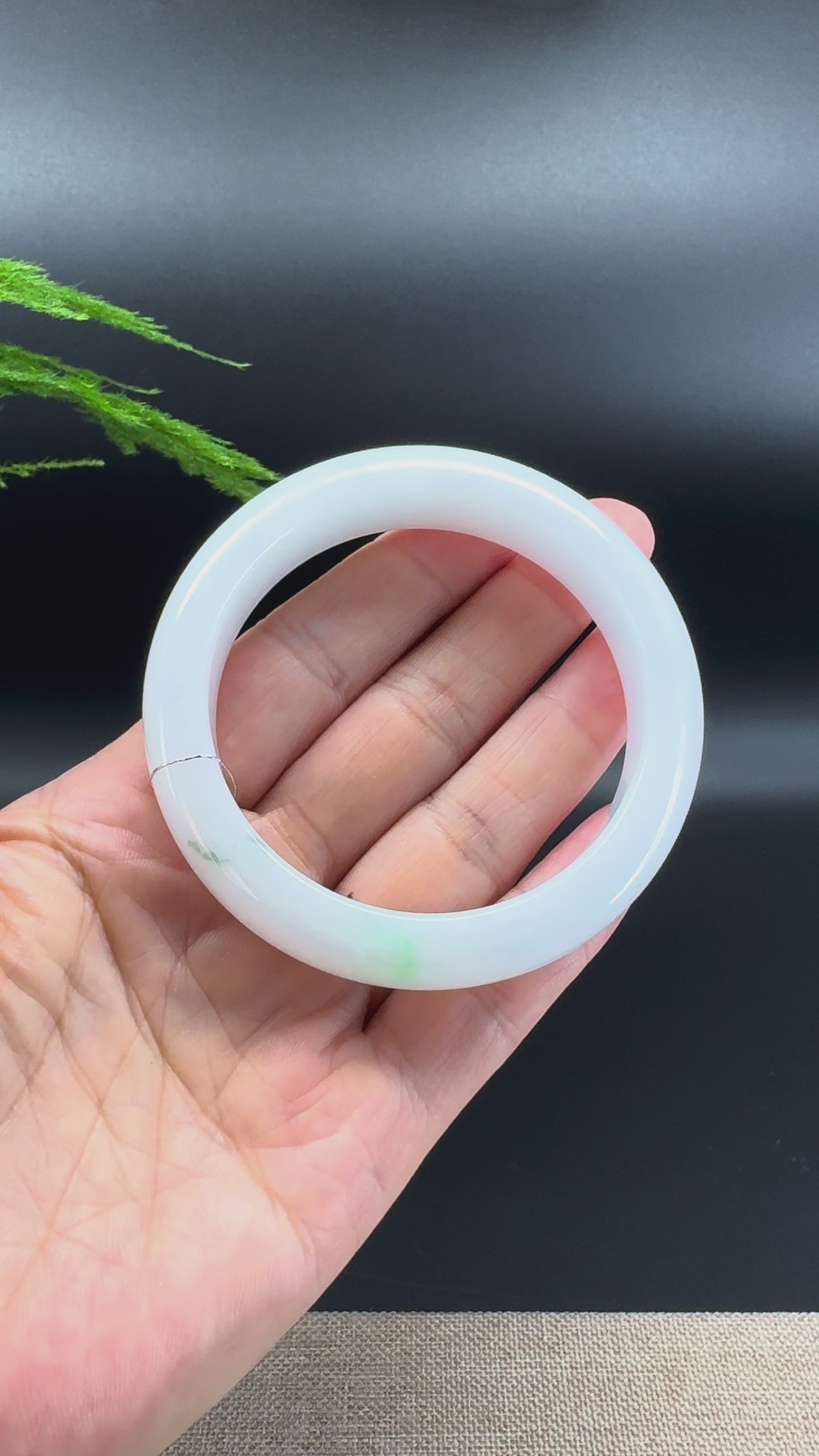 Genuine Burmese Milky Green Jade Jadeite Bangle Bracelet (56.2mm )
