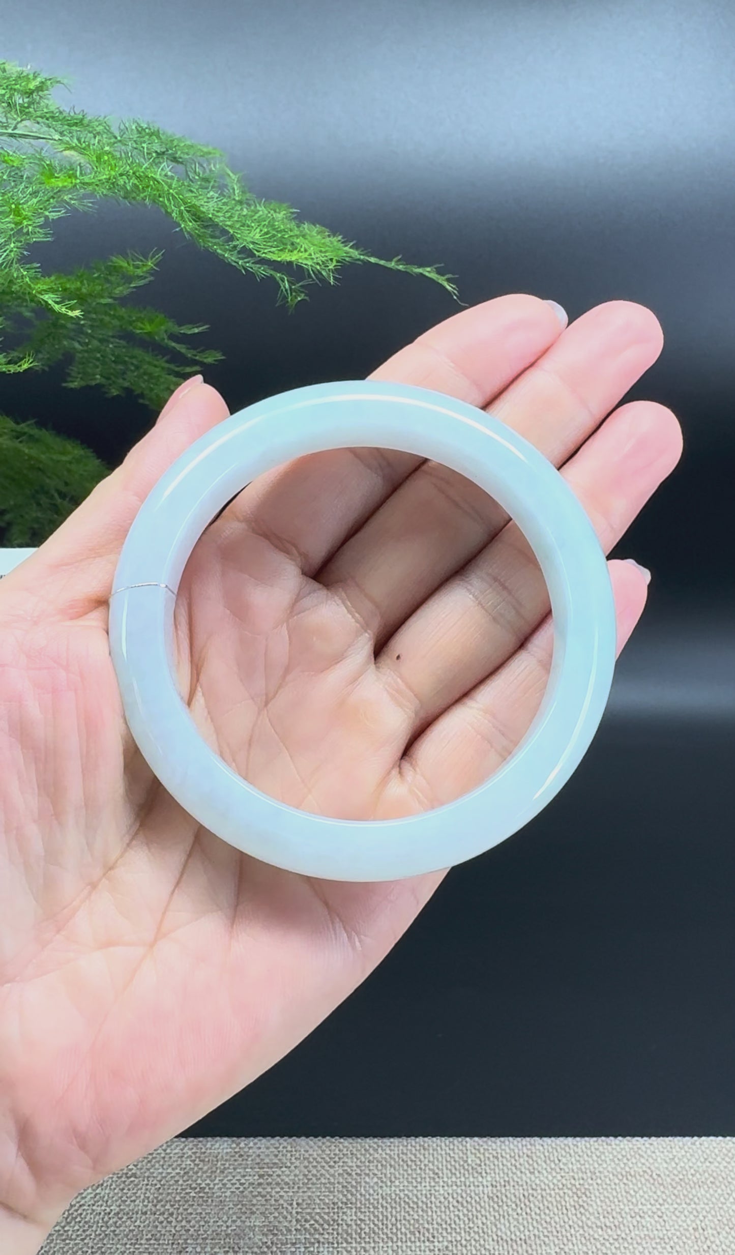 Load and play video in Gallery viewer, Genuine Burmese Icy Green Jadeite Jade Bangle Bracelet ( 58.6mm )
