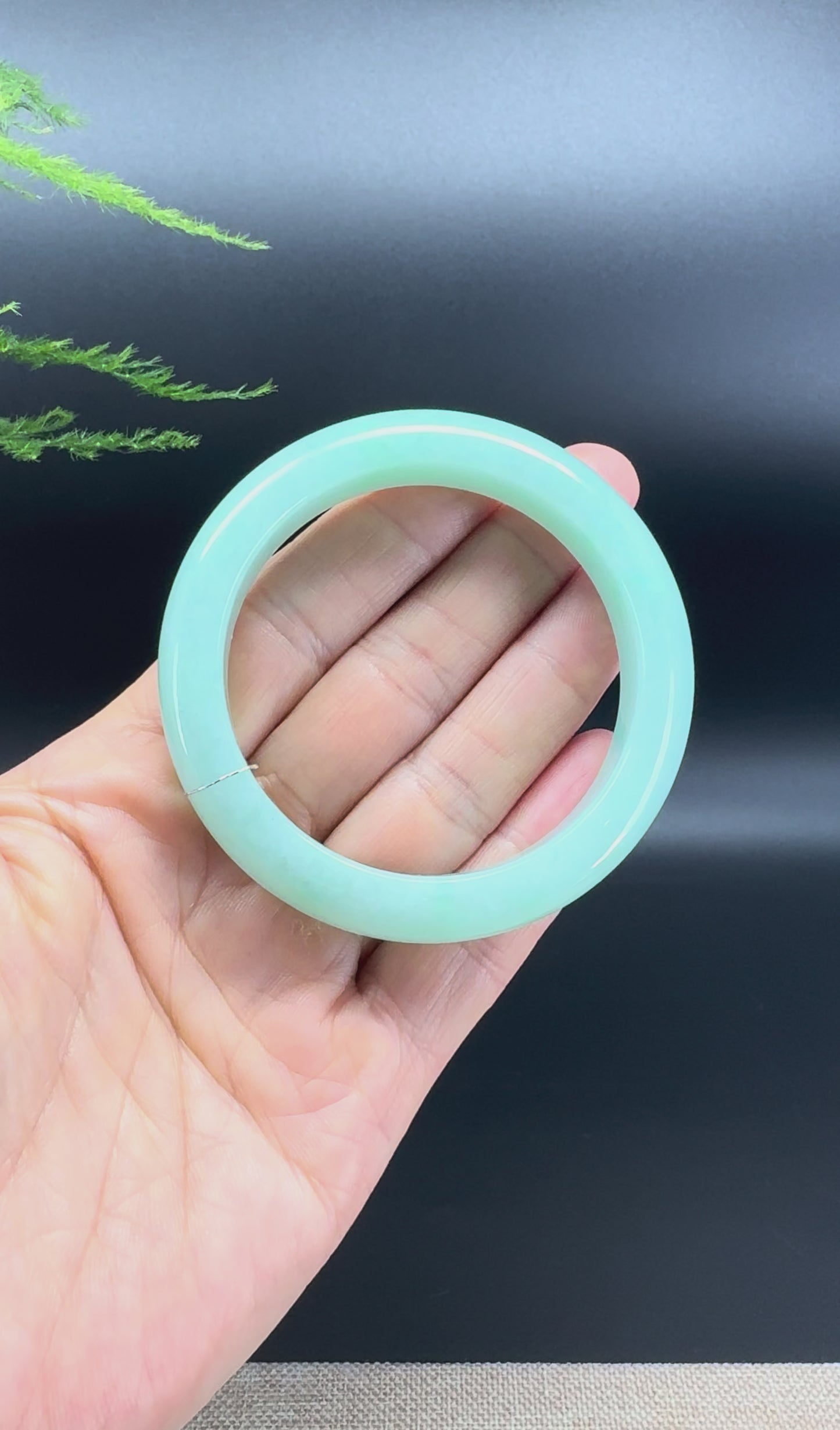 Genuine Burmese Icy Green Jade Jadeite Bangle Bracelet (53.2mm)