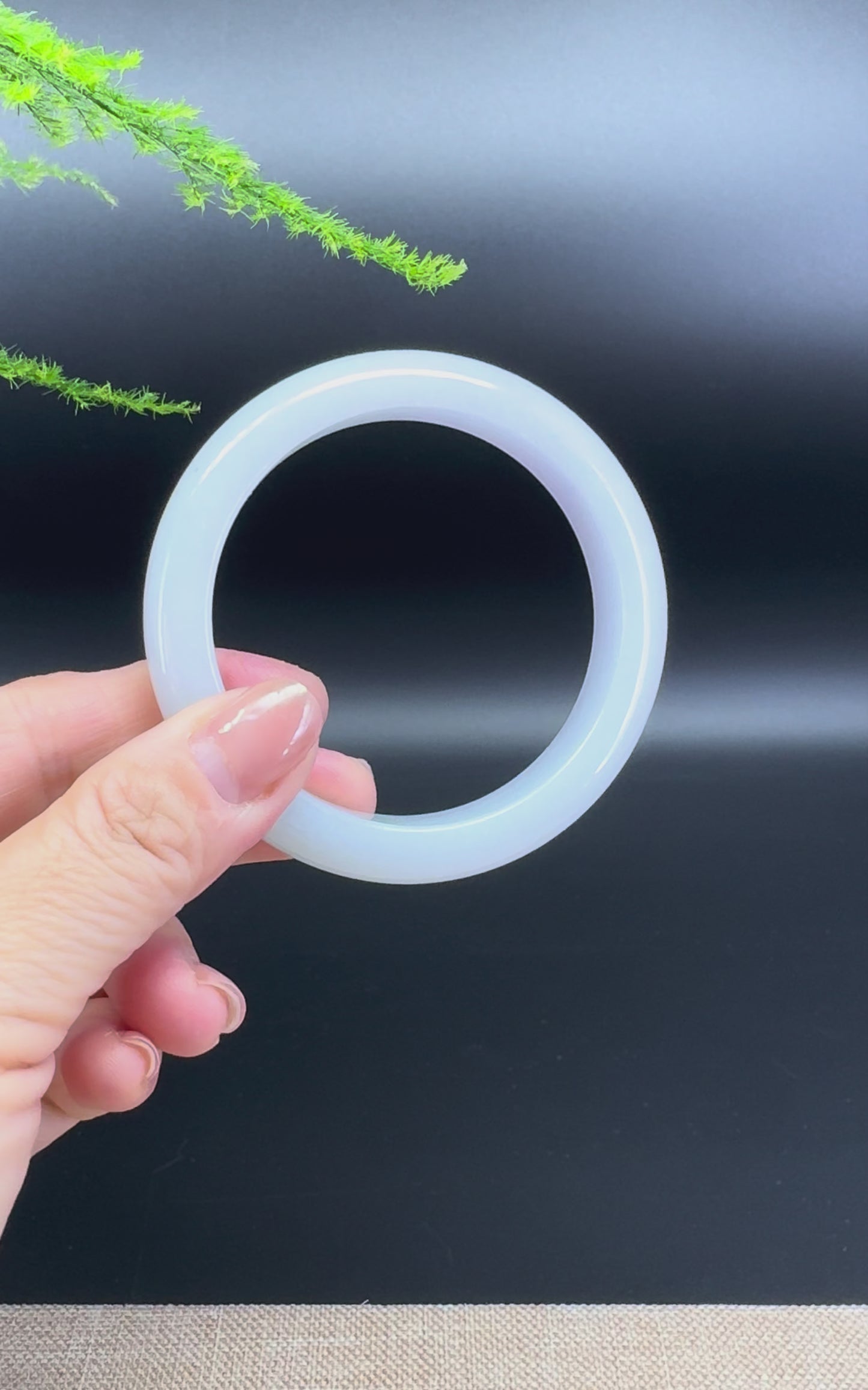 Load and play video in Gallery viewer, Genuine Burmese Lavender Green Jade Jadeite Bangle Bracelet (56.9mm)
