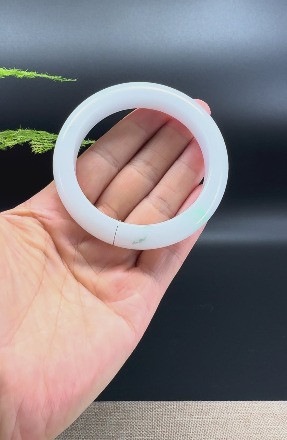 Genuine Burmese Milky Green Jade Jadeite Bangle Bracelet (56.2mm )