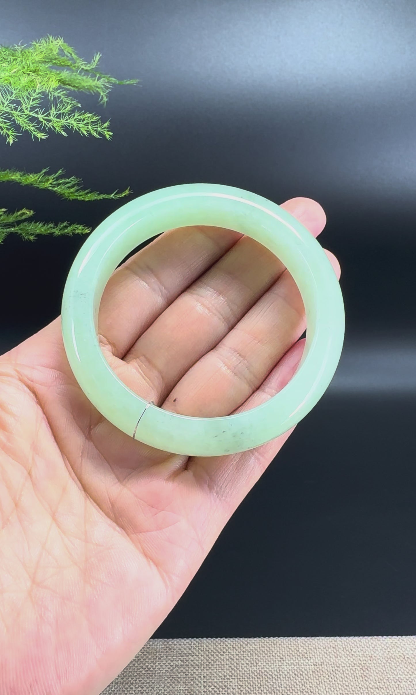 Genuine Burmese Green Jade Jadeite Bangle Bracelet (54.5mm)