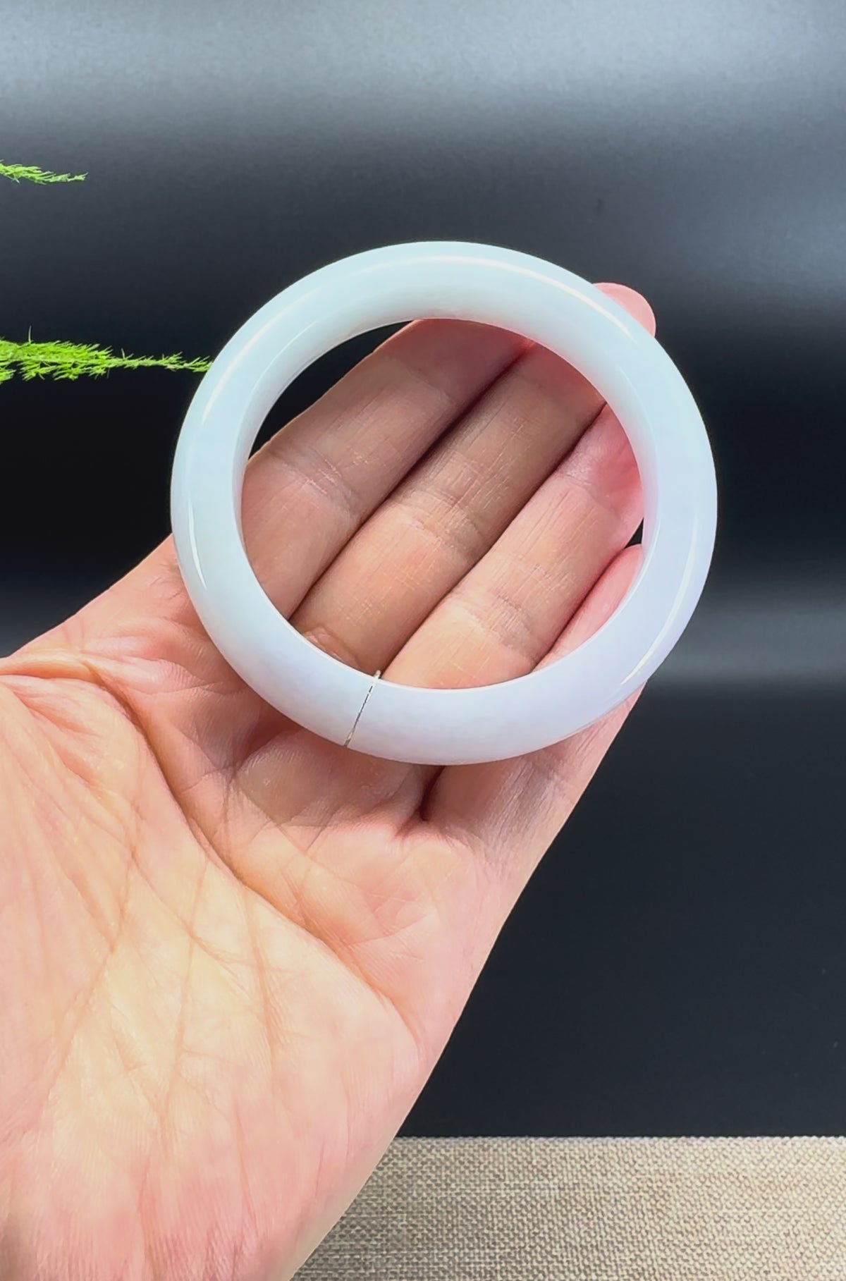 Genuine Burmese Lavender Green Jadeite Jade Bangle Bracelet ( 54.6mm )