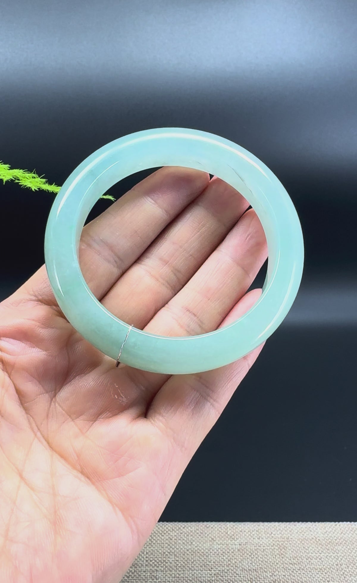 Genuine Burmese "Ocean Water"Jadeite Jade Bangle Bracelet ( 53.9mm )