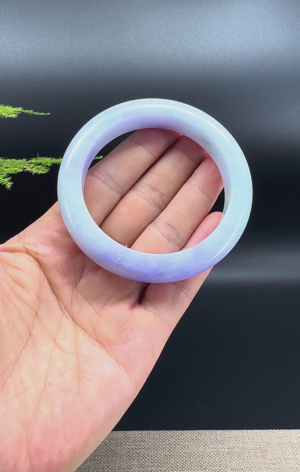 Genuine Burmese Lavender Green Jadeite Jade Bangle Bracelet (56.5mm)