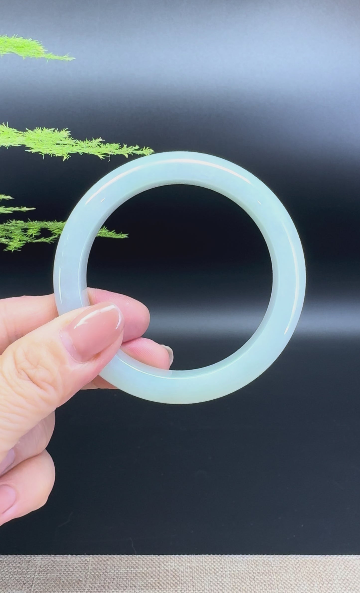 Load and play video in Gallery viewer, Genuine Burmese Icy Green Jade Jadeite Bangle Bracelet ( 54.7mm )
