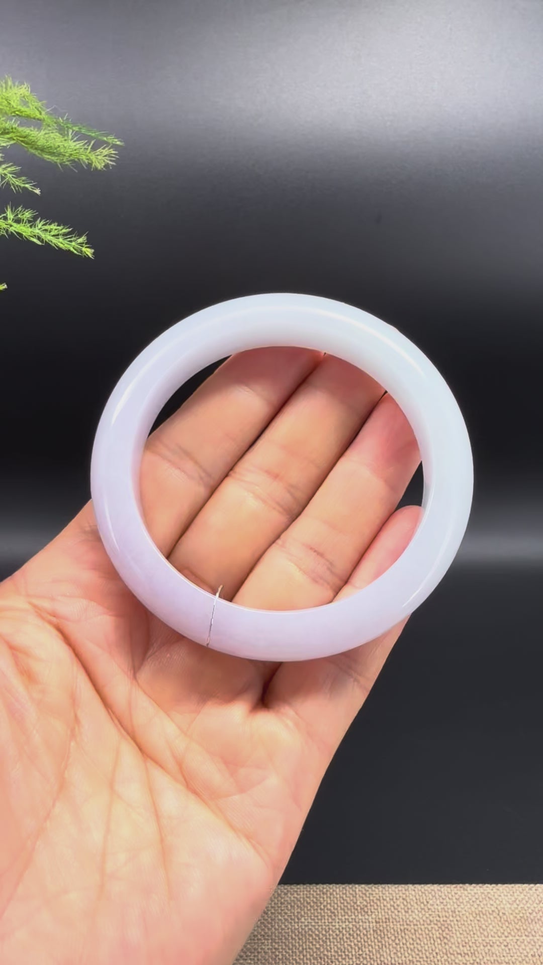 Load and play video in Gallery viewer, Genuine Burmese Light Lavender Jadeite Jade Bangle Bracelet (56.2mm)
