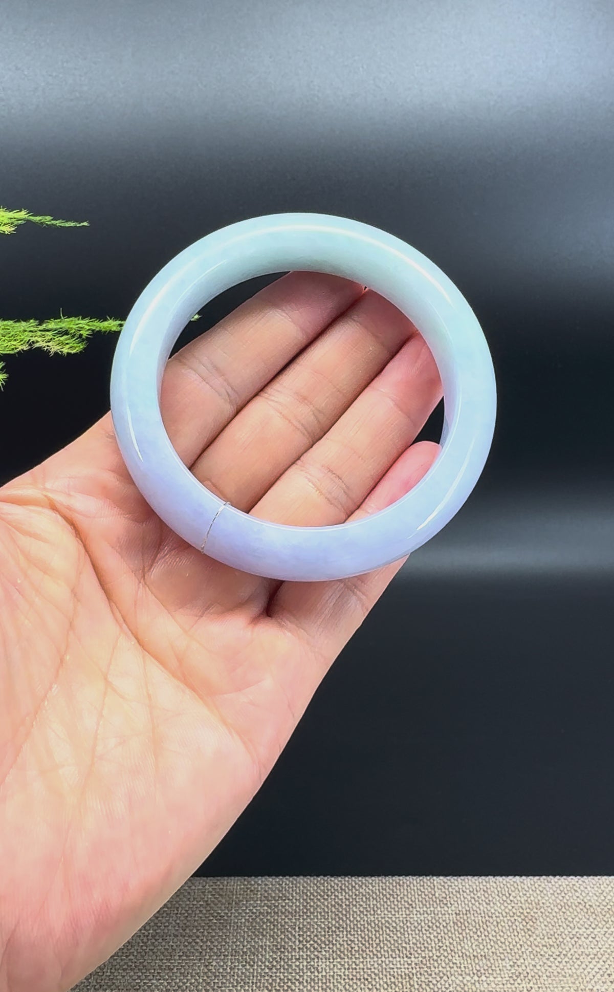 Genuine Burmese Lavender Green Jade Jadeite Bangle Bracelet ( 57.4mm )