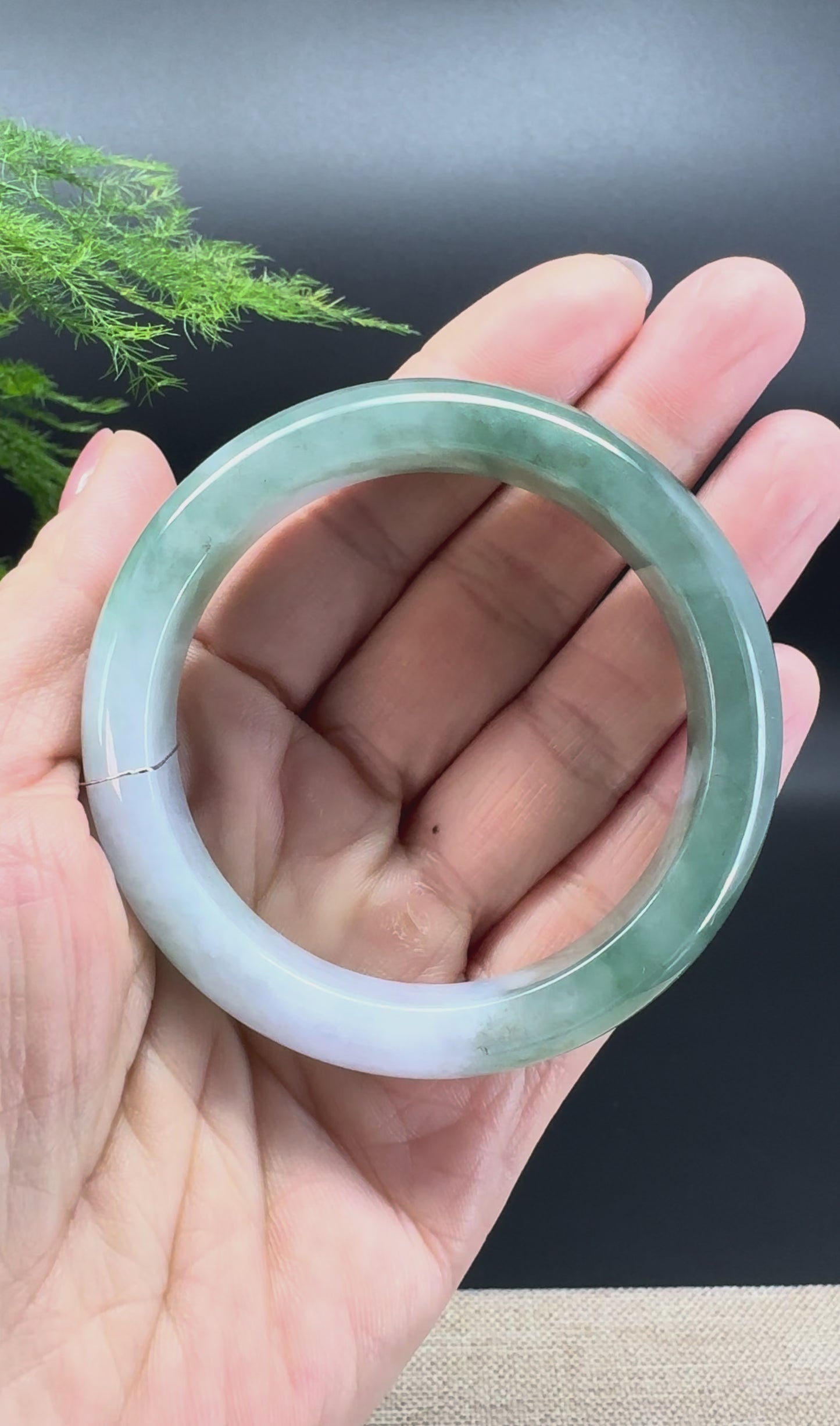 Genuine Burmese Oil Green Jade Jadeite Bangle Bracelet ( 53.2mm )
