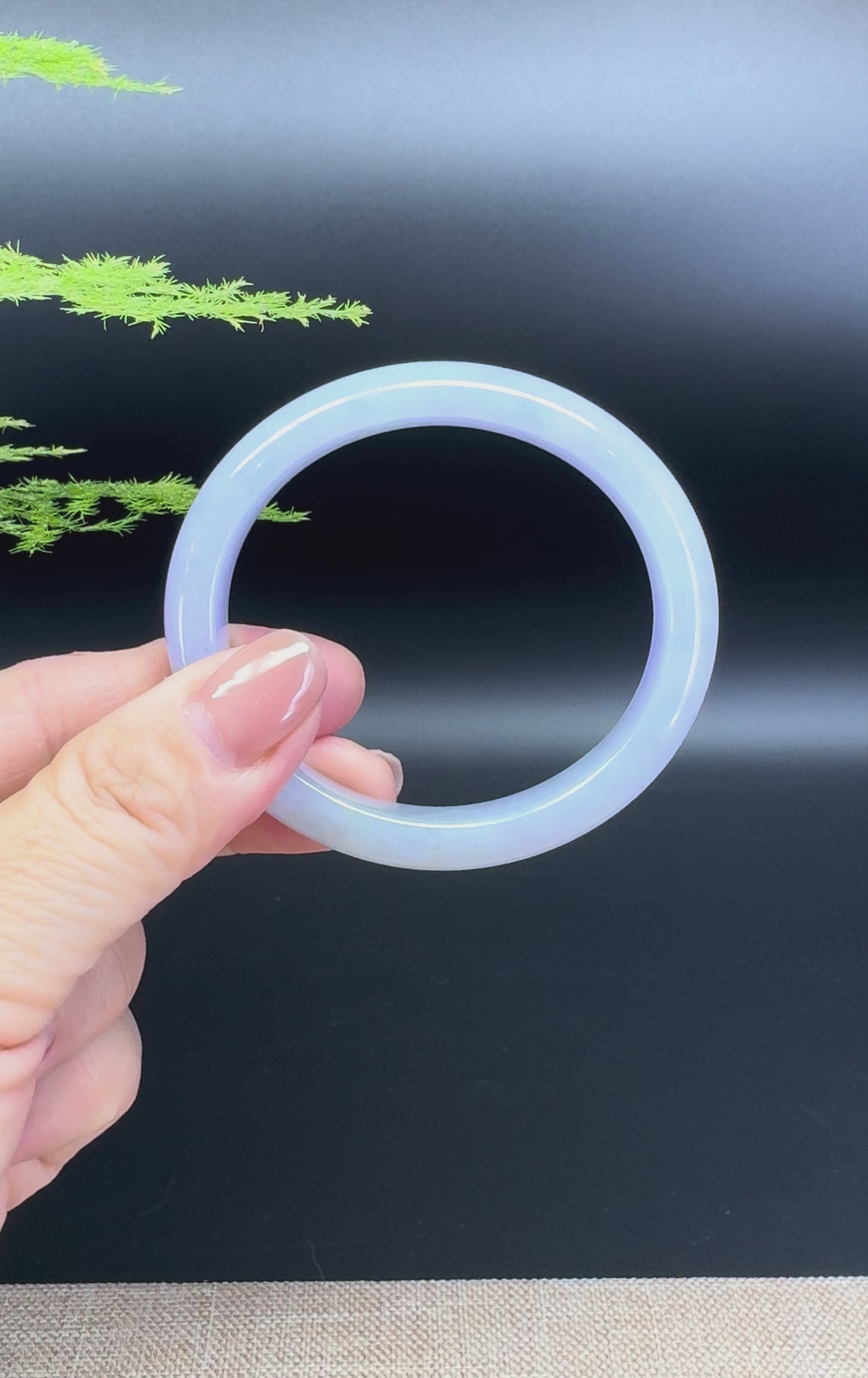 Load and play video in Gallery viewer, Genuine Burmese Lavender Jade Jadeite Bangle Bracelet ( 54.6*48.8mm)
