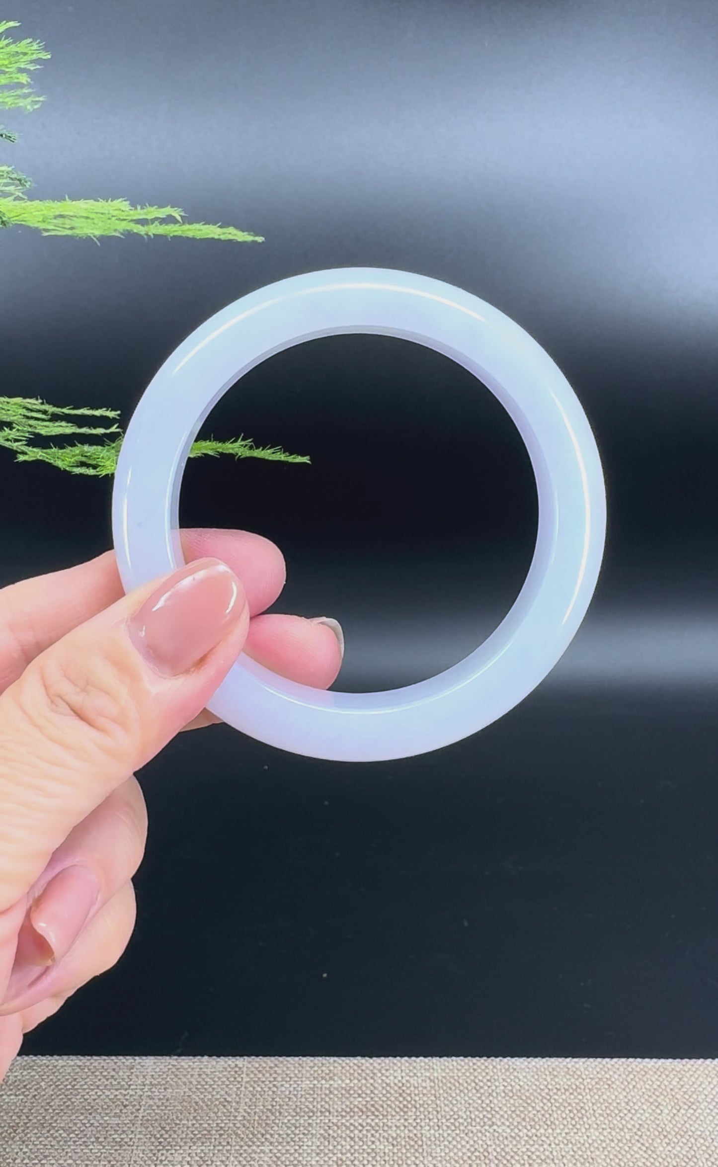 Load and play video in Gallery viewer, Genuine Burmese Lavender Jade Jadeite Bangle Bracelet (55.7mm)
