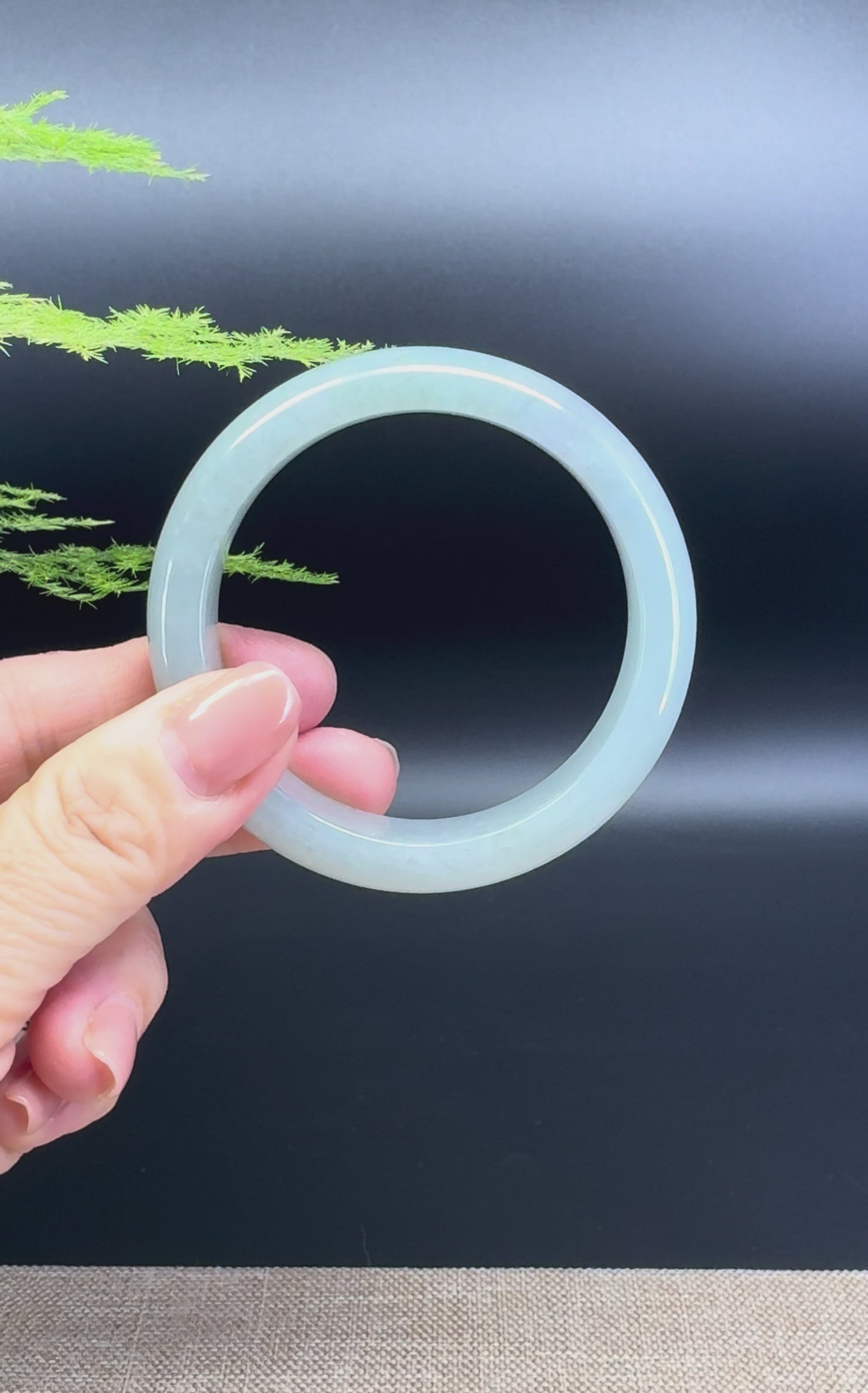 Load and play video in Gallery viewer, Genuine Burmese Lavender Green Jade Jadeite Bangle Bracelet (53.6mm)
