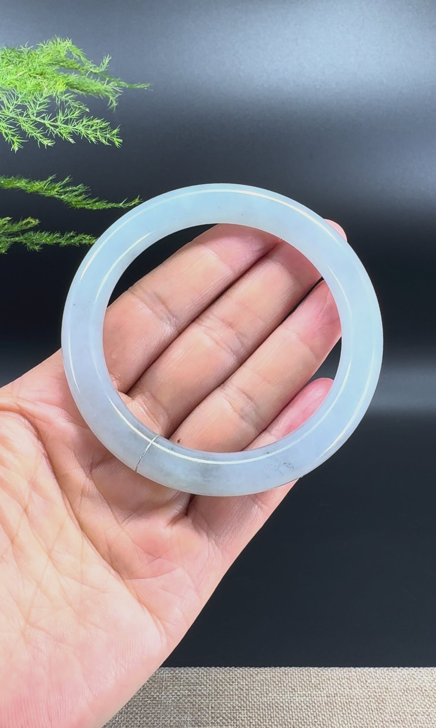 Genuine Burmese Icy Black Jade Jadeite Bangle Bracelet (59.3mm )
