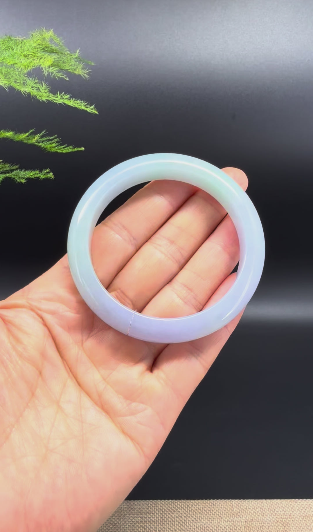 Genuine Burmese Lavender Green Jadeite Jade Bangle Bracelet (54.1mm)