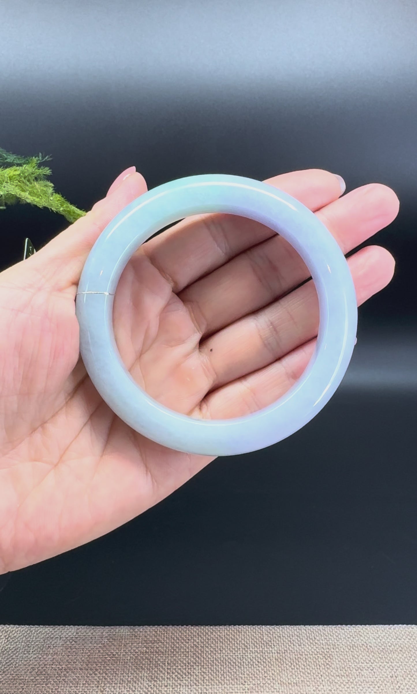 Load and play video in Gallery viewer, High end Genuine Burmese Lavender Green  Jade Jadeite Bangle Bracelet ( 60.1mm )
