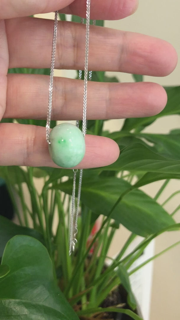 Load and play video in Gallery viewer, RealJade® Co. &amp;quot;Good Luck Button&amp;quot; Necklace Real Rich Green Jade Lucky KouKou Pendant Necklace
