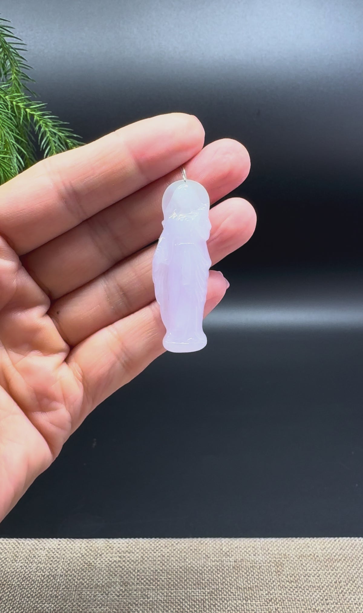 RealJade® Co.Natural Iight Lavender Jadeite Jade Mother Mary Necklace