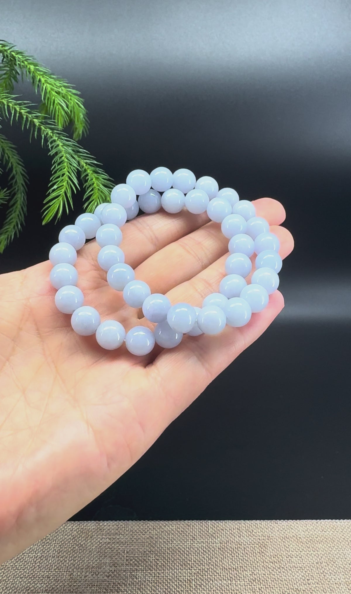 RealJade® Co. Jadeite Jade Light Lavender Round Beads Bracelet ( 9mm )