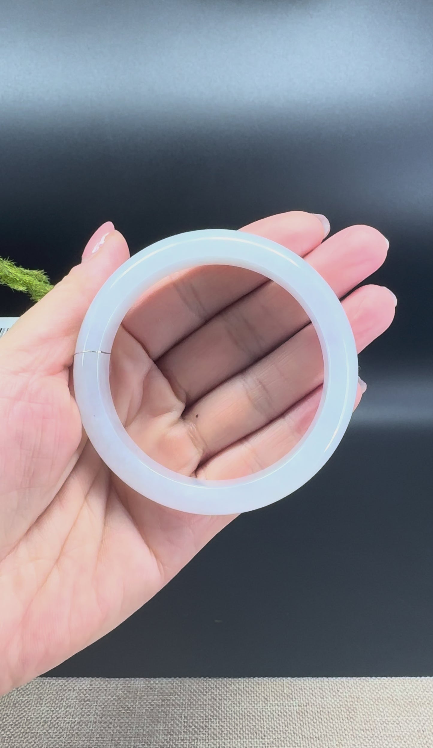 Load and play video in Gallery viewer, Genuine Burmese Lavender Green Jade Jadeite Bangle Bracelet ( 57.4mm )
