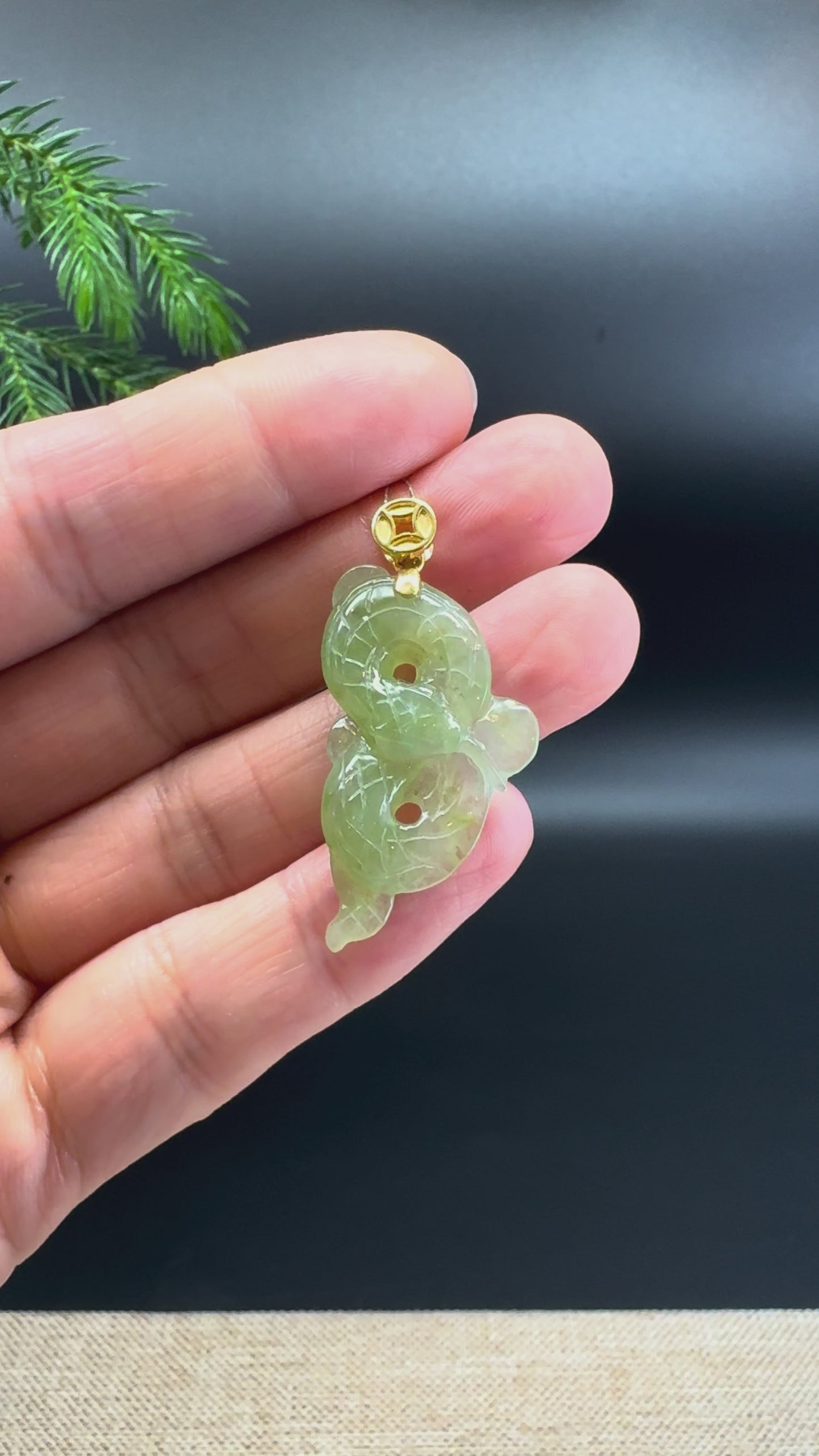 RealJade® co. 18k Yellow Gold Natural Green Jadeite Jade Snake Pendant Necklace