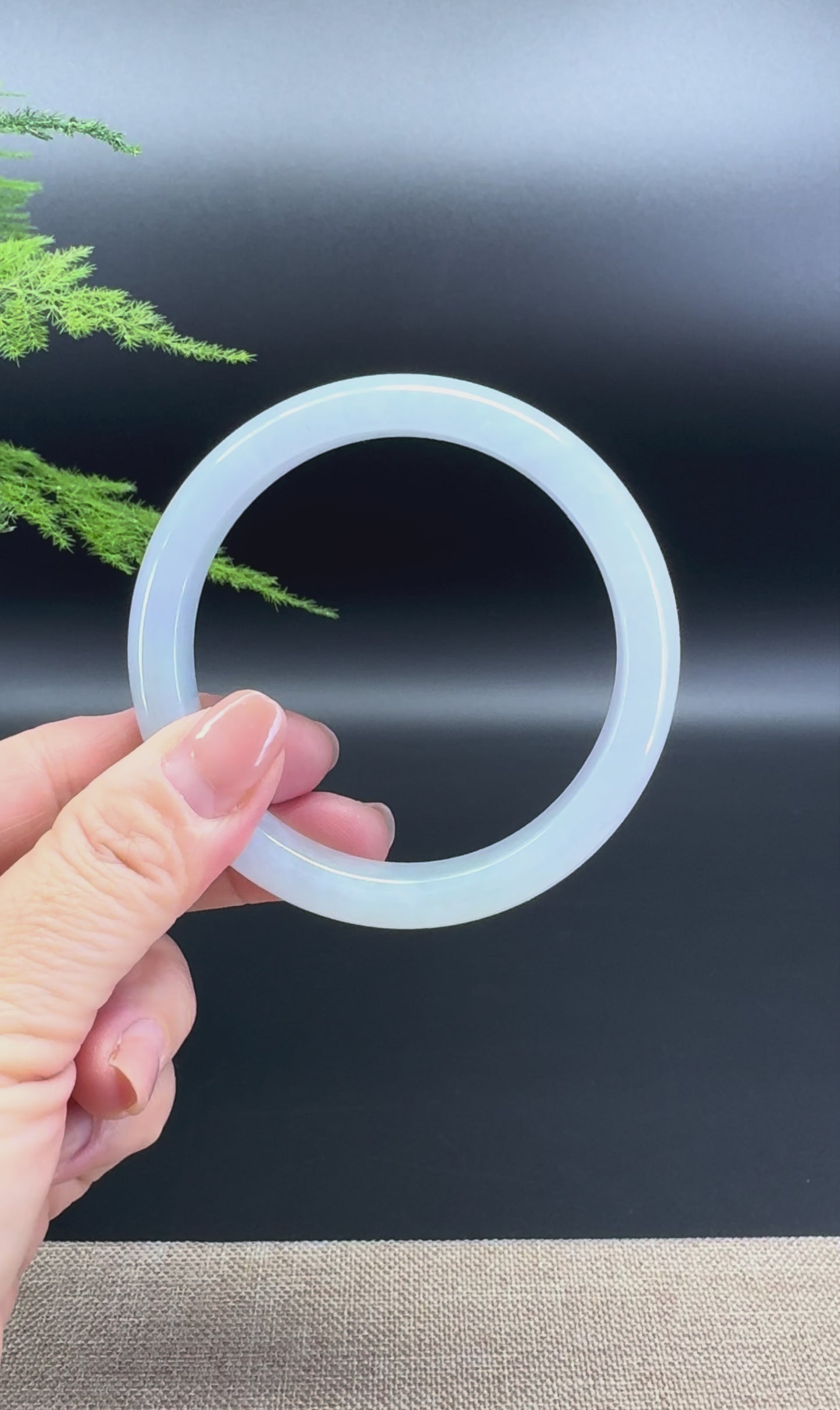 Load and play video in Gallery viewer, Genuine Burmese Lavender Green Jade Jadeite Bangle Bracelet ( 60.8mm )
