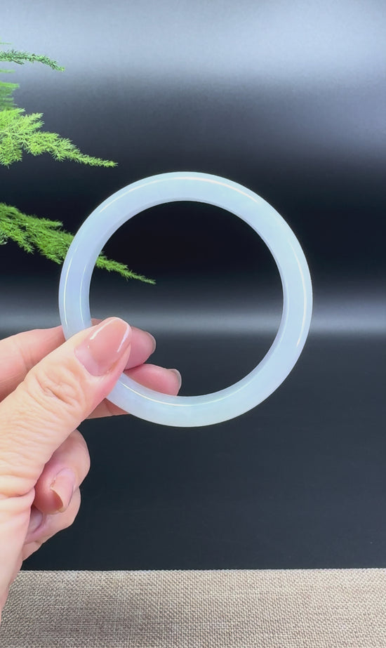 Load and play video in Gallery viewer, Genuine Burmese Lavender Green Jade Jadeite Bangle Bracelet ( 60.8mm )
