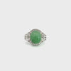 RealJade® Co. RealJade® Co. Sterling Silver Natural Imperial Green Oval Jadeite Jade Ring With White Sapphire