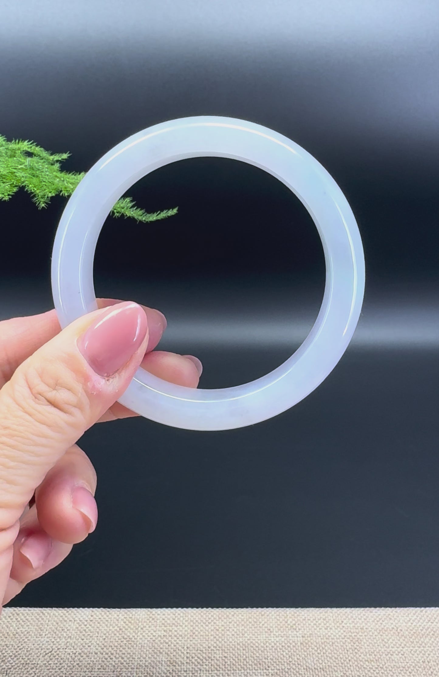 Load and play video in Gallery viewer, High end Genuine Burmese Lavender Green Jade Jadeite Bangle Bracelet ( 57.2mm )
