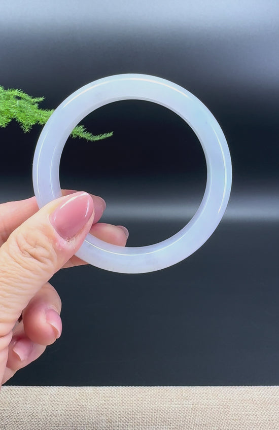 Load and play video in Gallery viewer, High end Genuine Burmese Lavender Green Jade Jadeite Bangle Bracelet ( 57.2mm )
