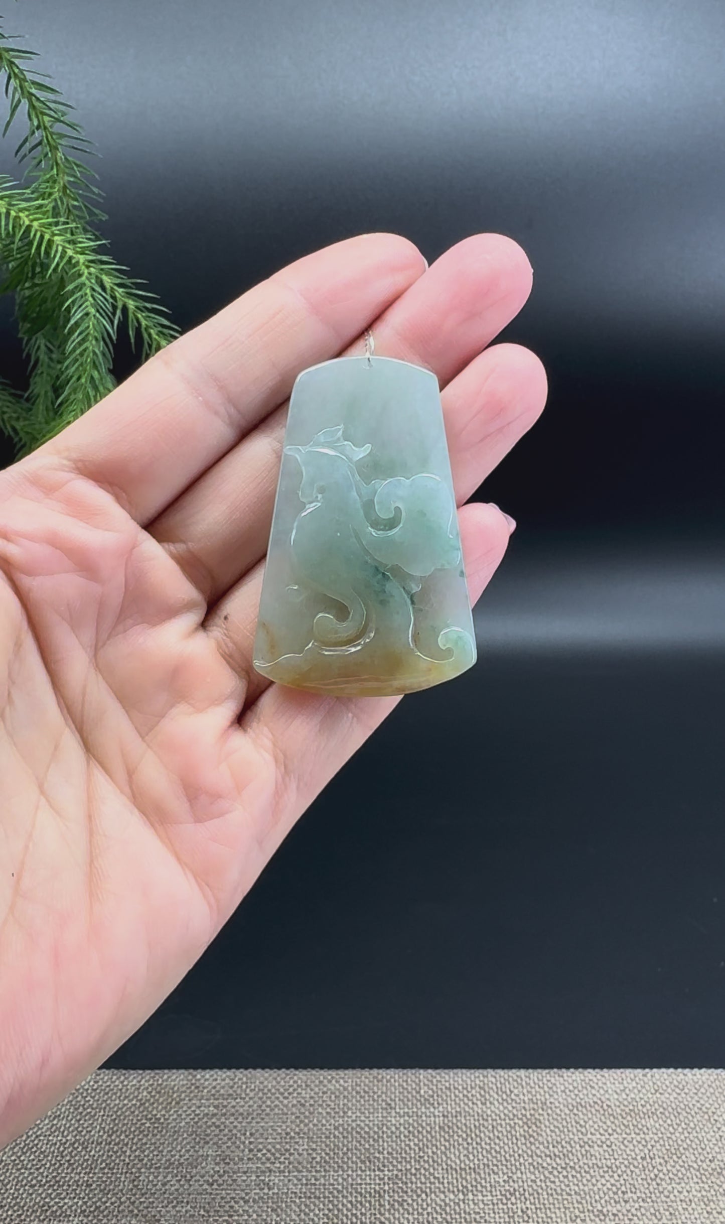 RealJade® Co. Natural Yellow Green Jadeite Jade Chicken Pendant
